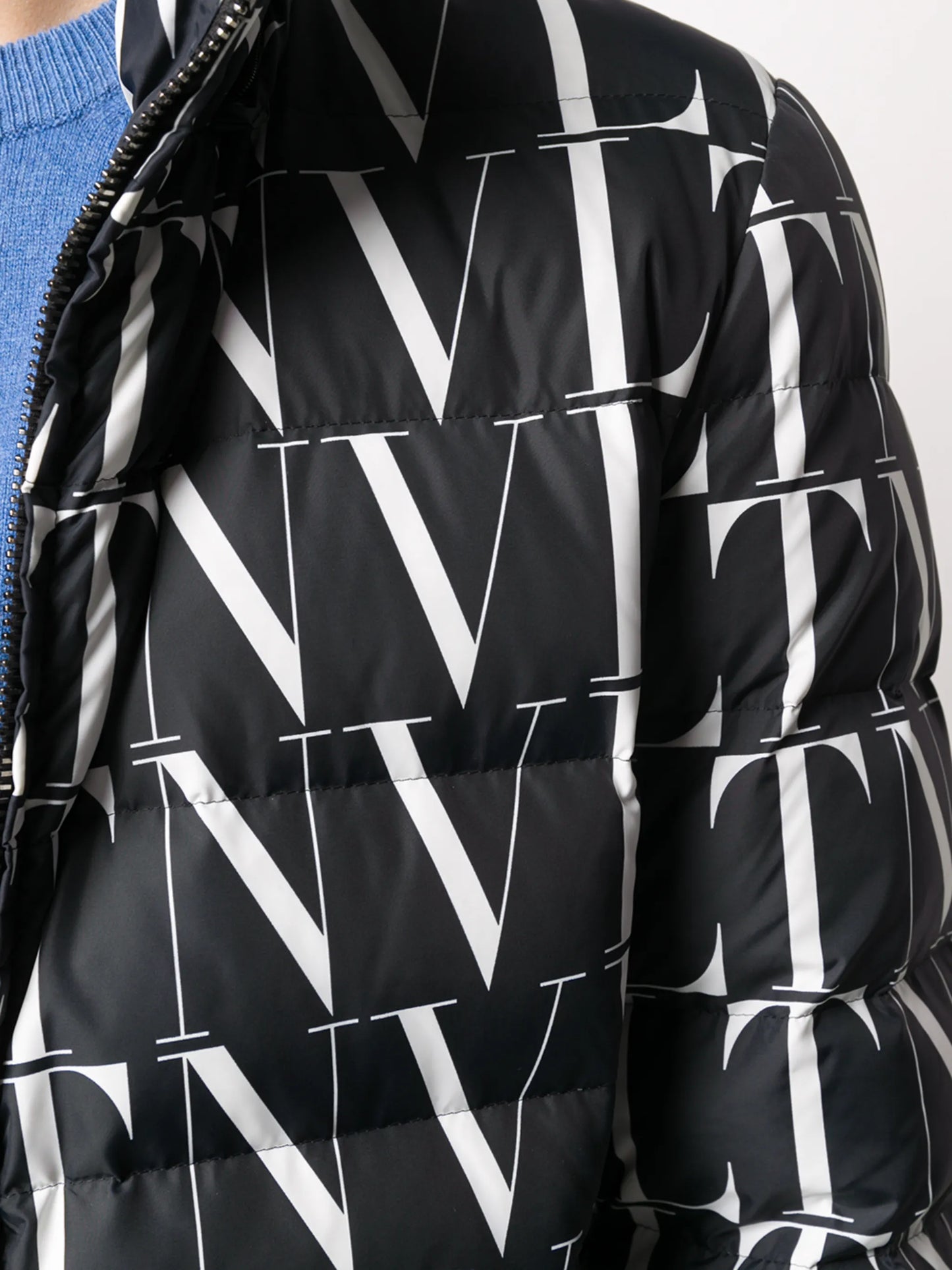 VLTN print hooded down jacket