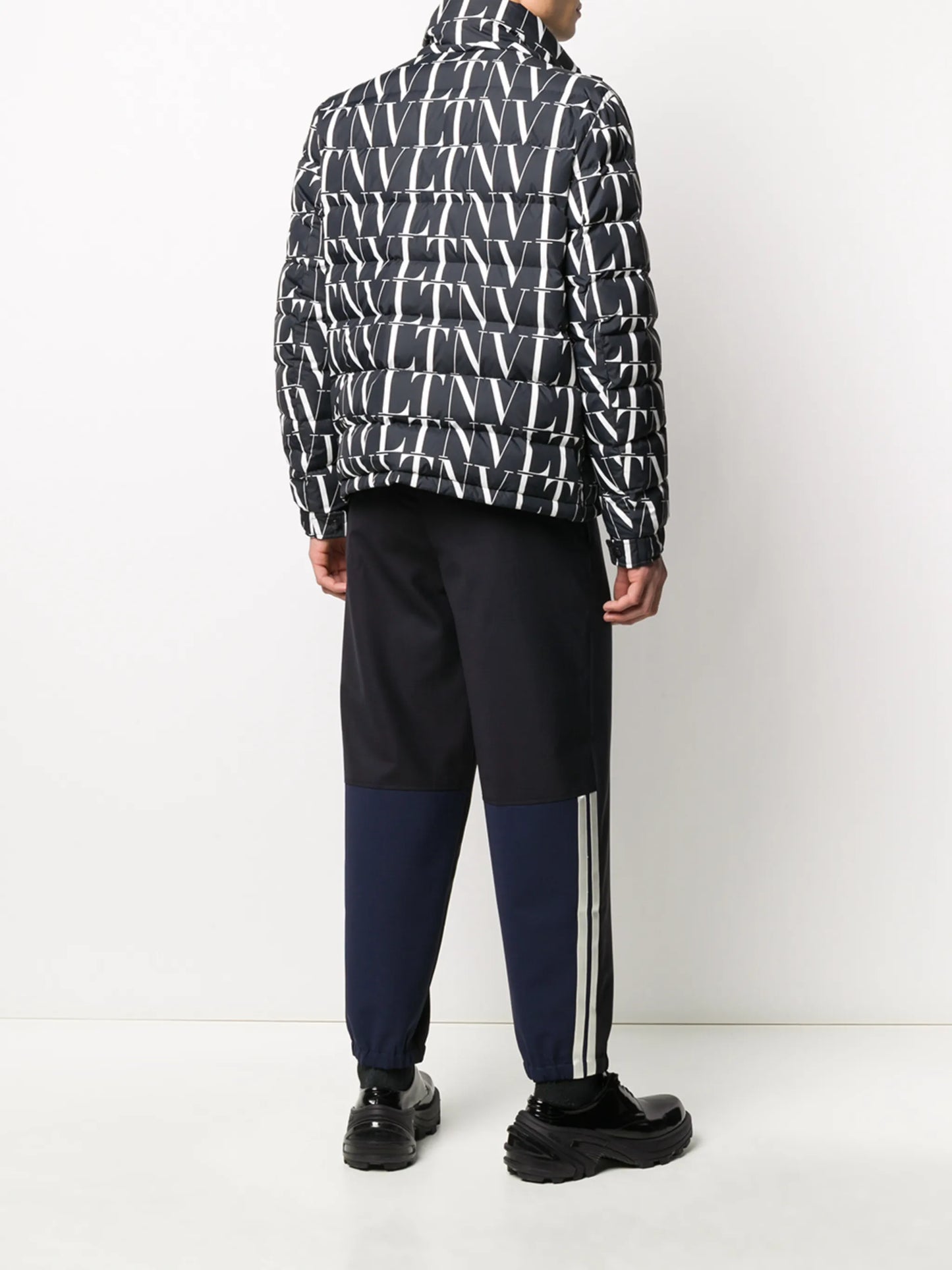 VLTN print hooded down jacket