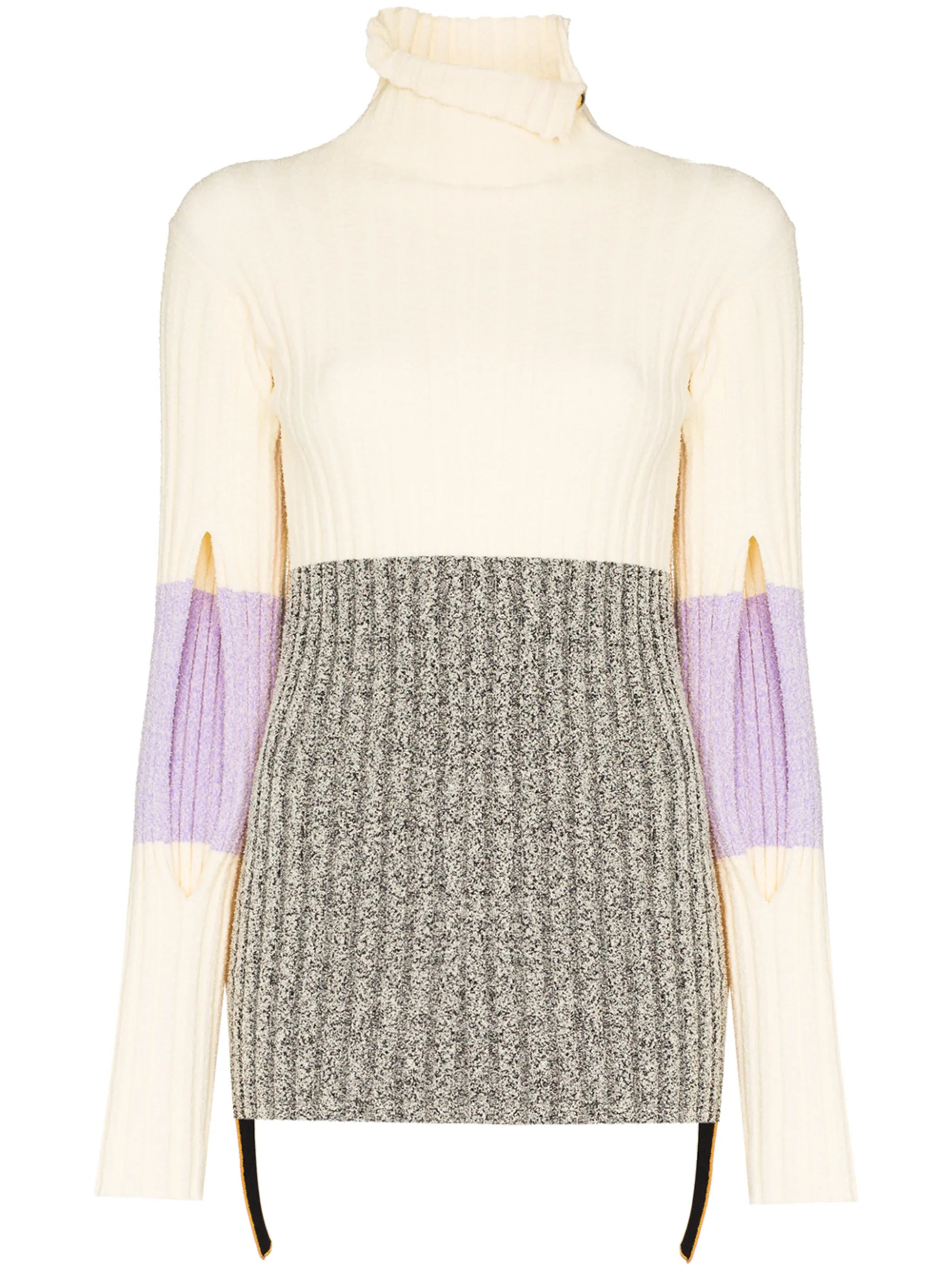 colour-blocked ribbed-knit turtleneck sweater