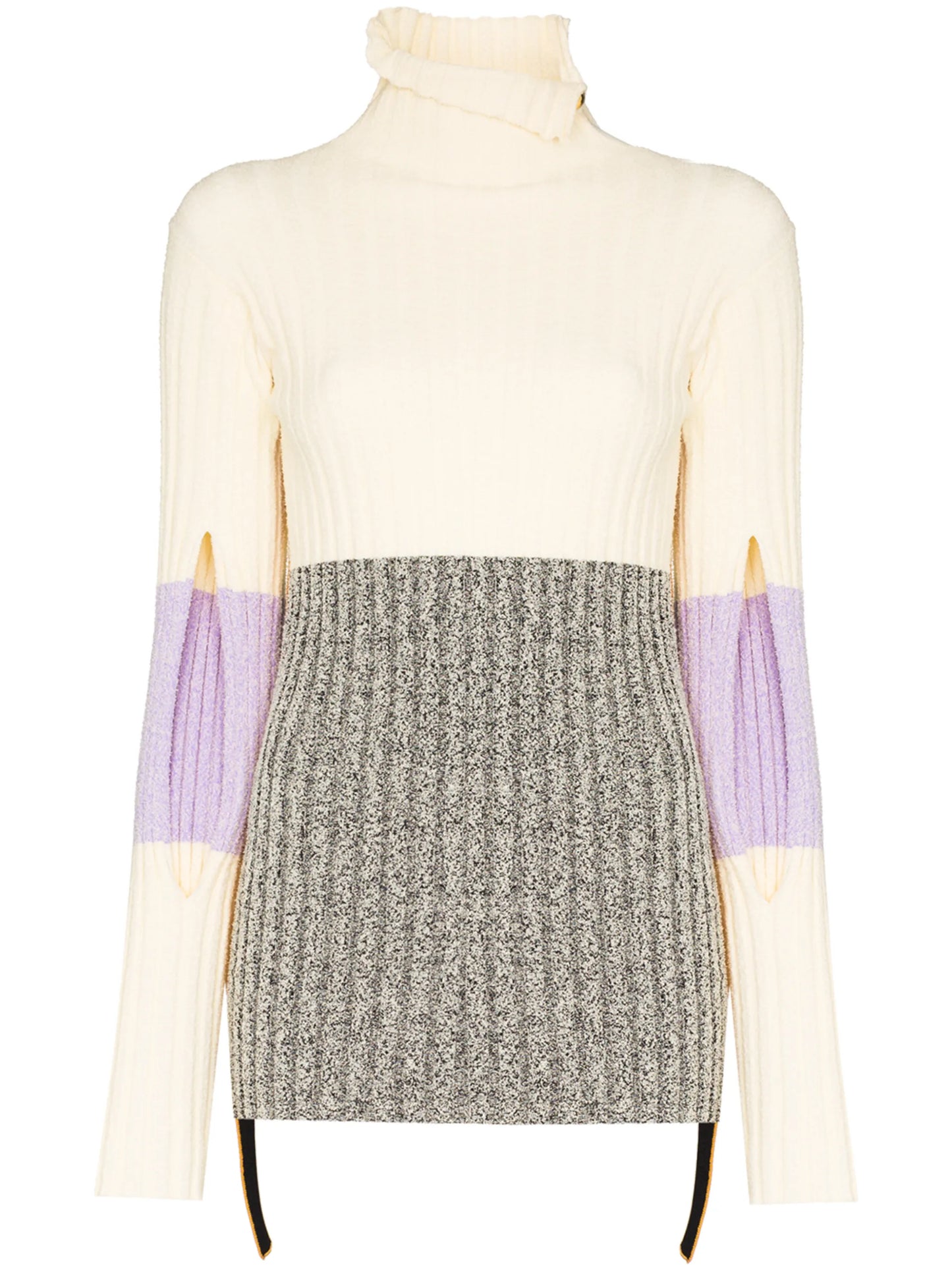 colour-blocked ribbed-knit turtleneck sweater