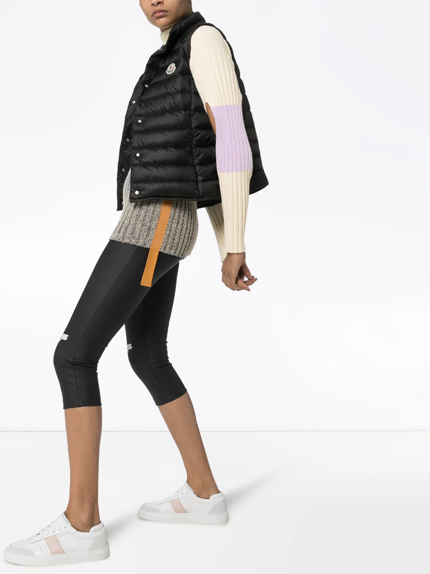 colour-blocked ribbed-knit turtleneck sweater