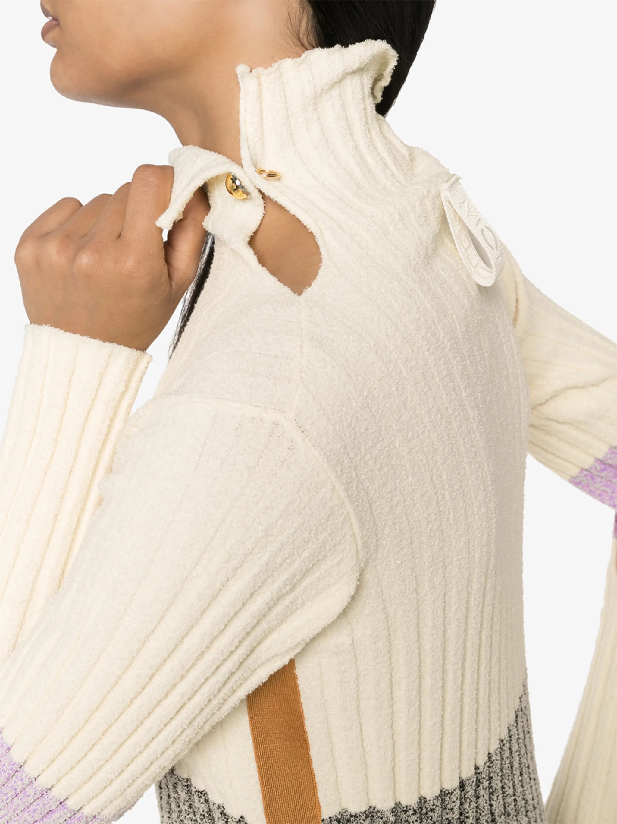 colour-blocked ribbed-knit turtleneck sweater