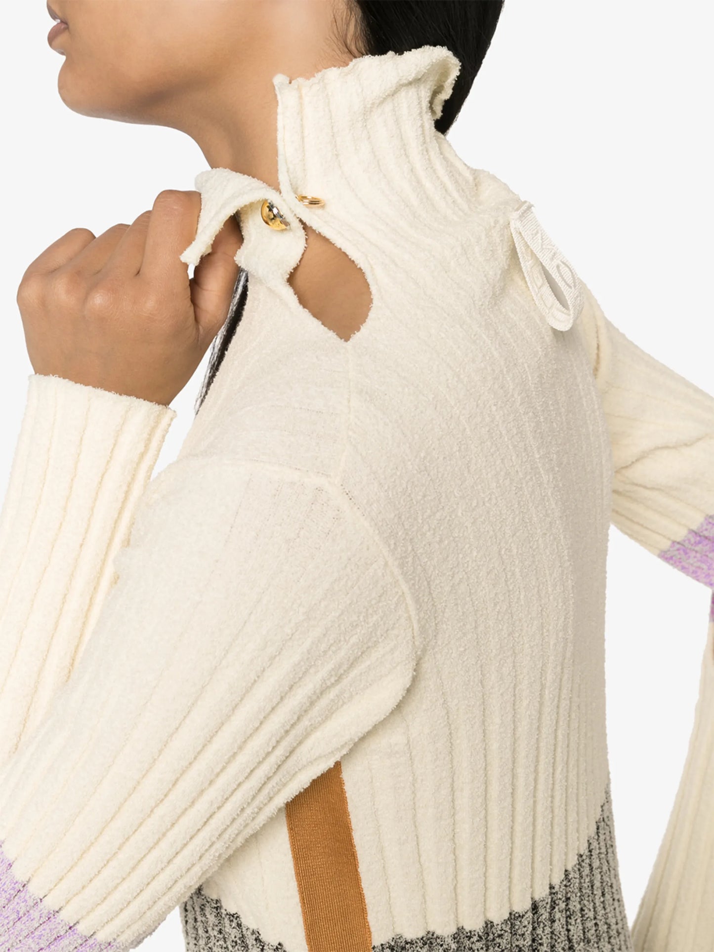 colour-blocked ribbed-knit turtleneck sweater