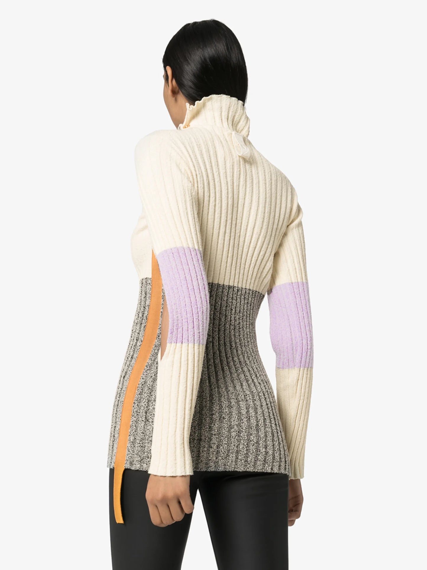 colour-blocked ribbed-knit turtleneck sweater