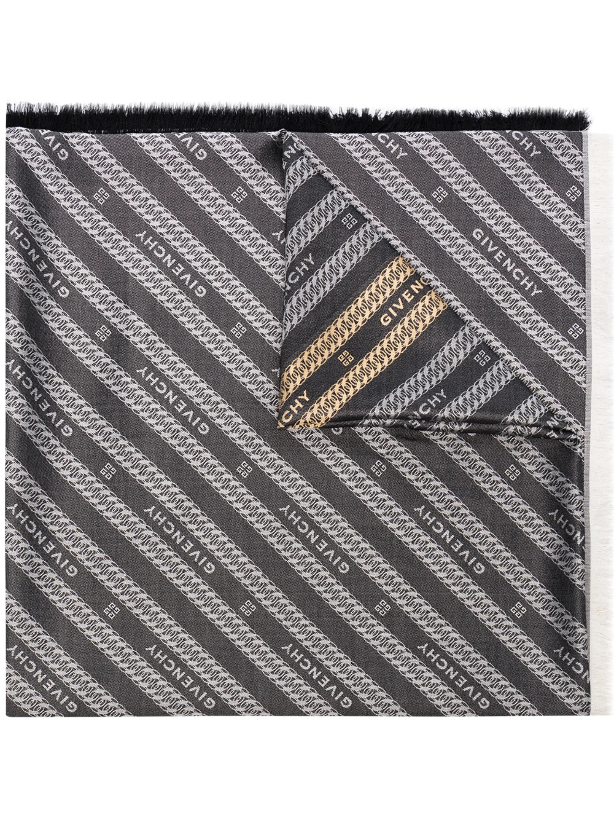 logo embroidered silk scarf