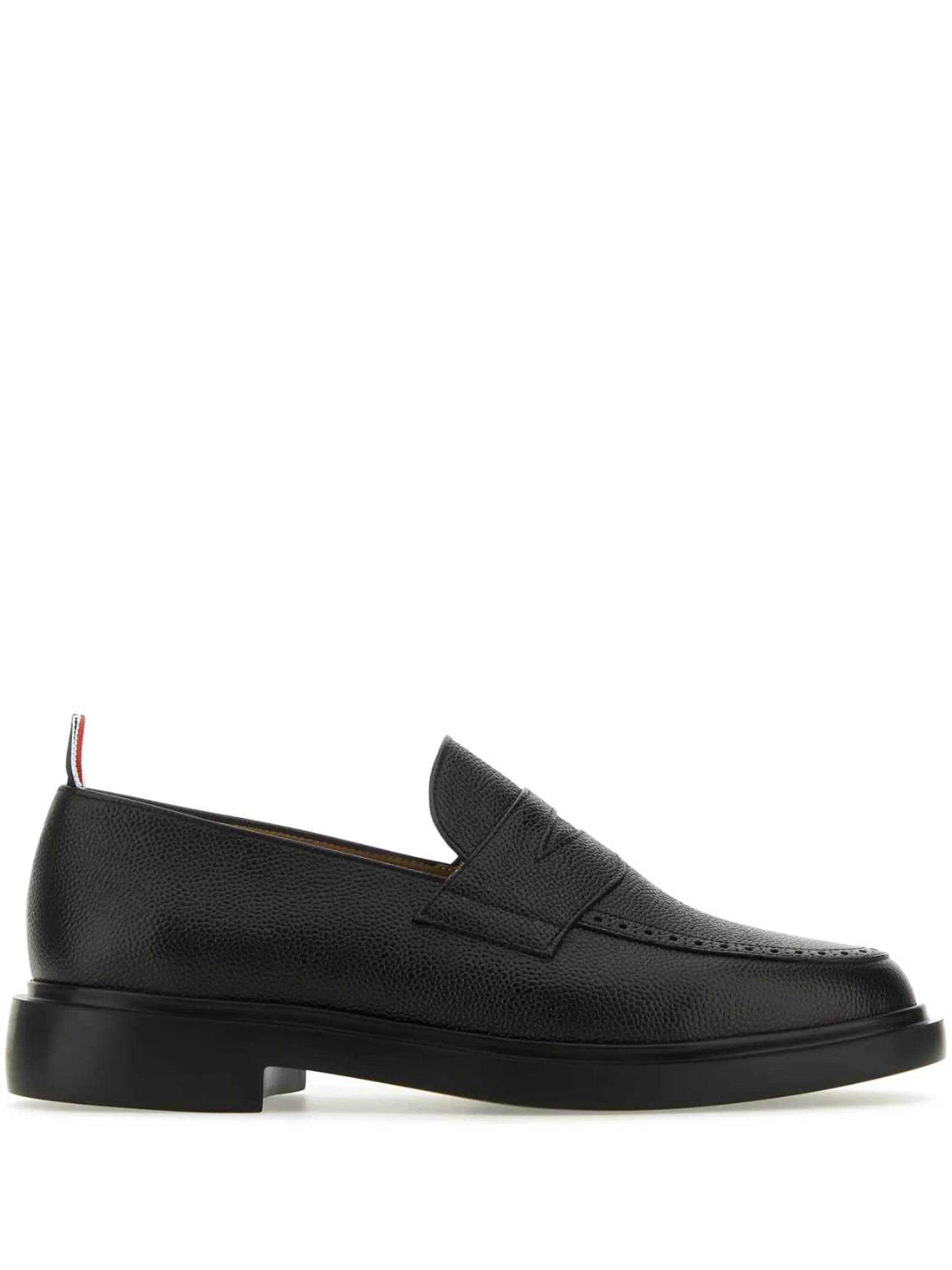 pebble grain leather penny loafers with rubber soles