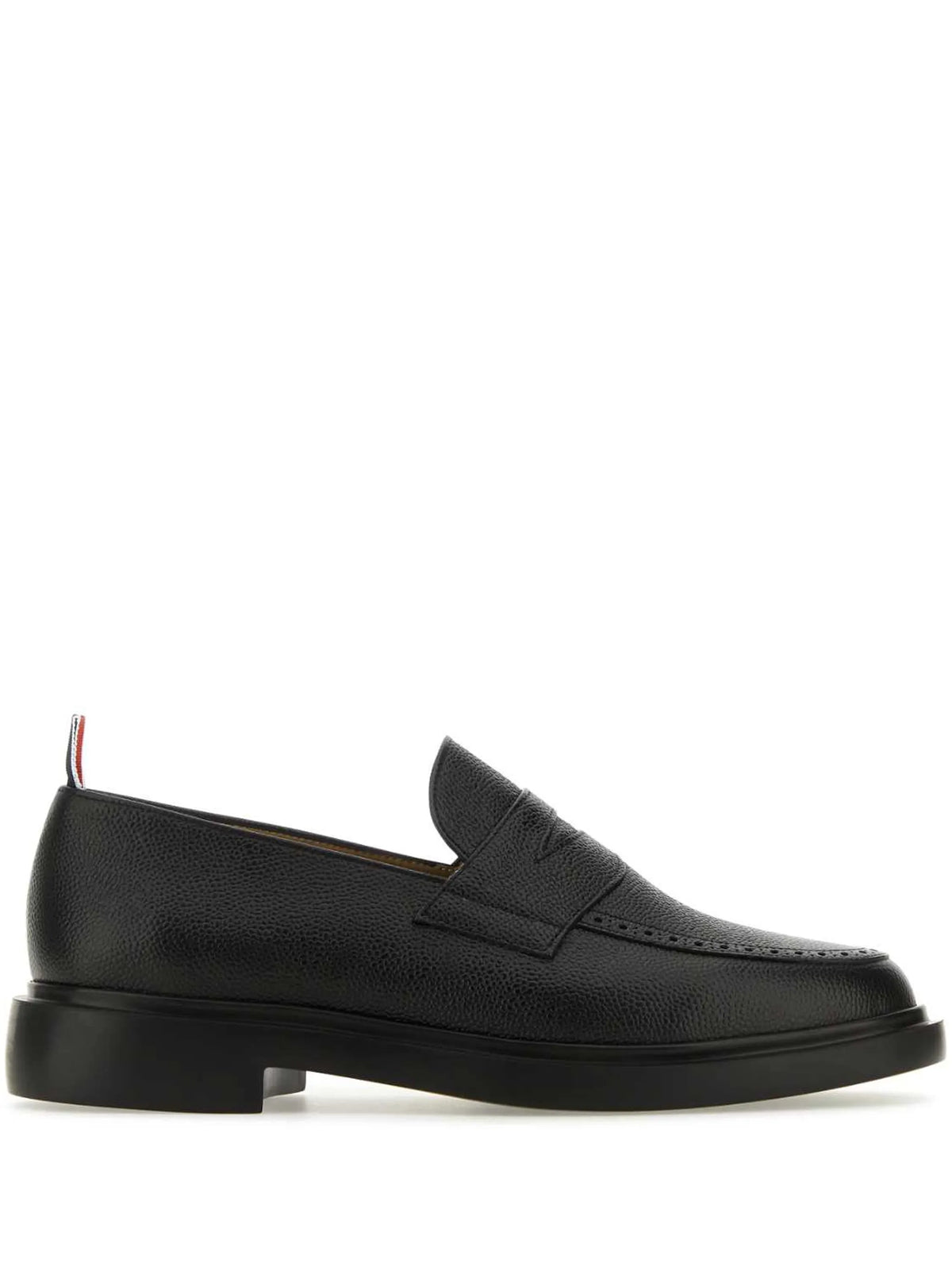 pebble grain leather penny loafers with rubber soles