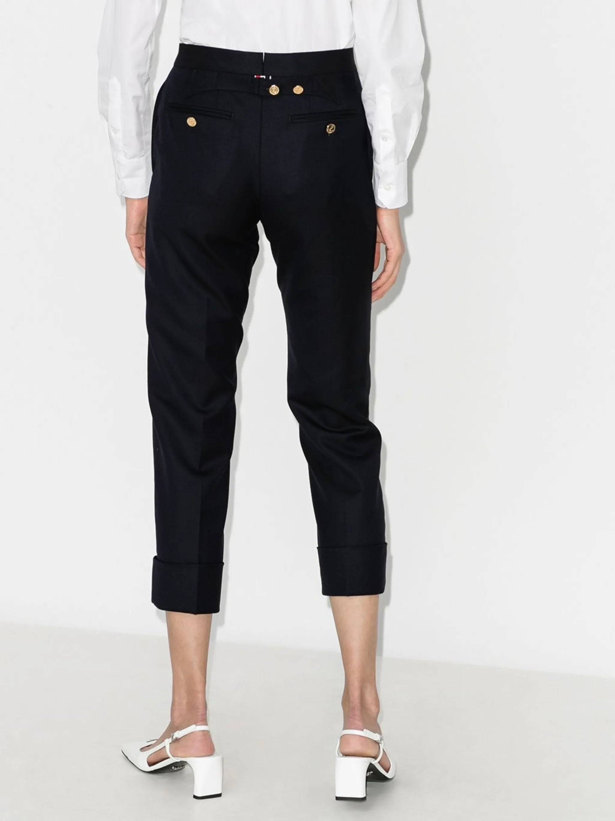 Super 120s cropped wool trousers