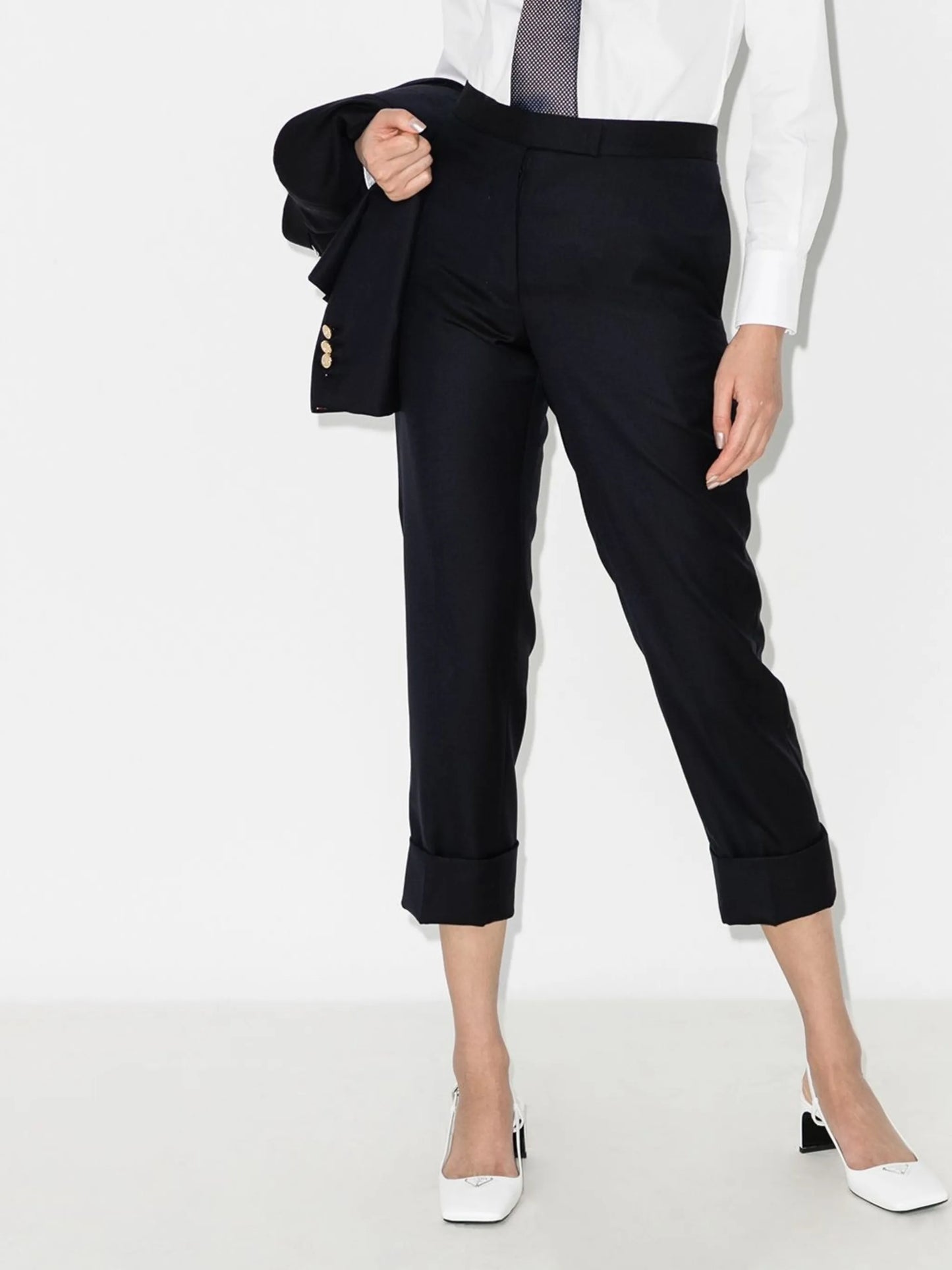 Super 120s cropped wool trousers