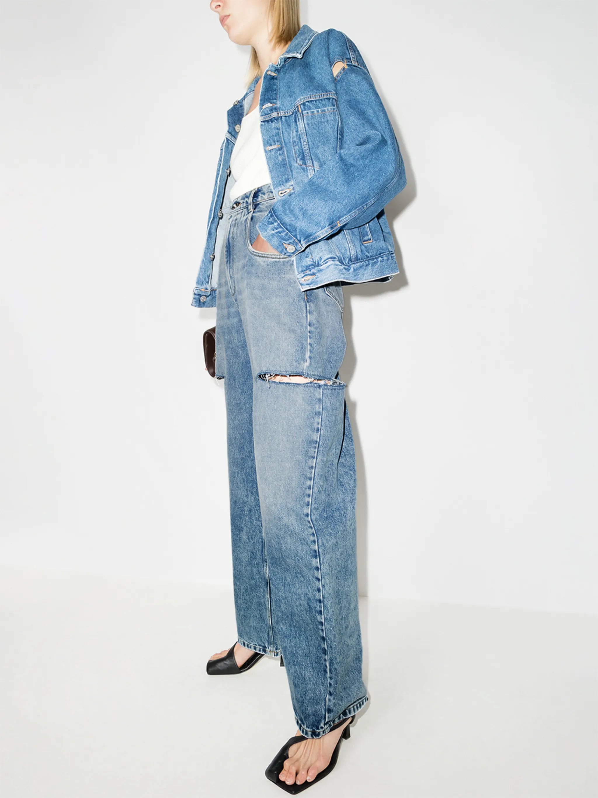 distressed straight-leg jeans