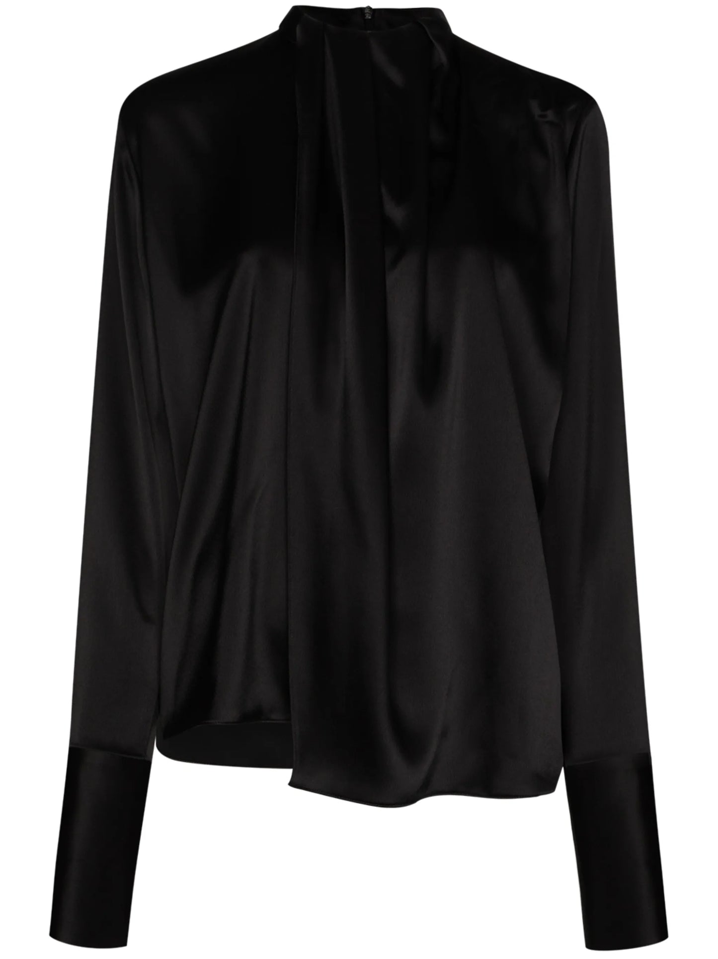 Lavalliere gathered tie neck top