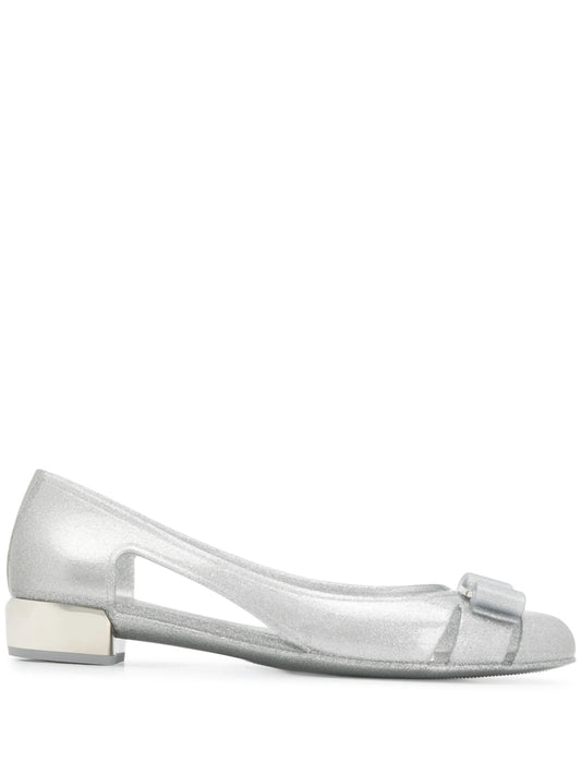 bow-detail glitter flat pumps