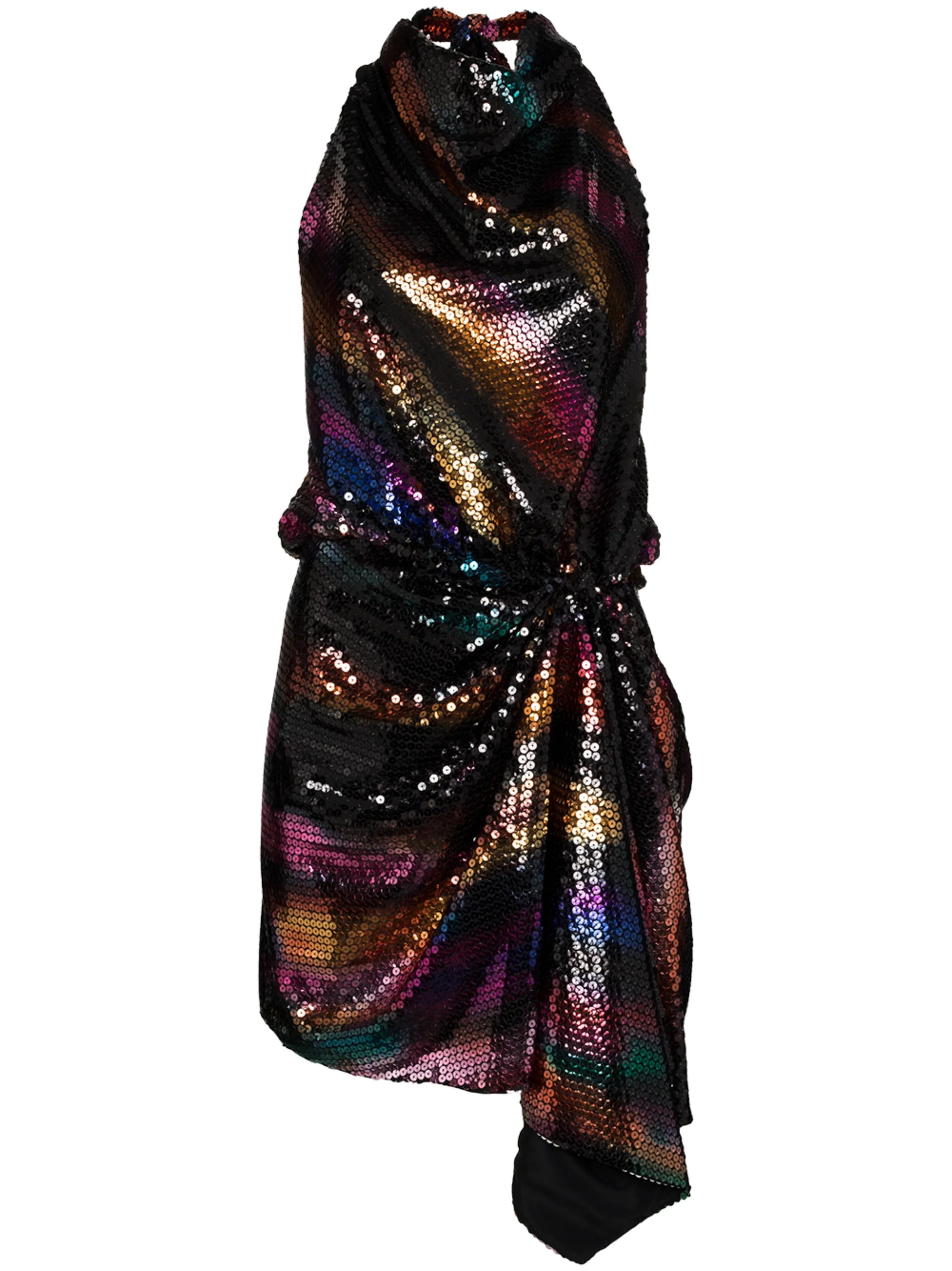 sequinned draped halterneck dress