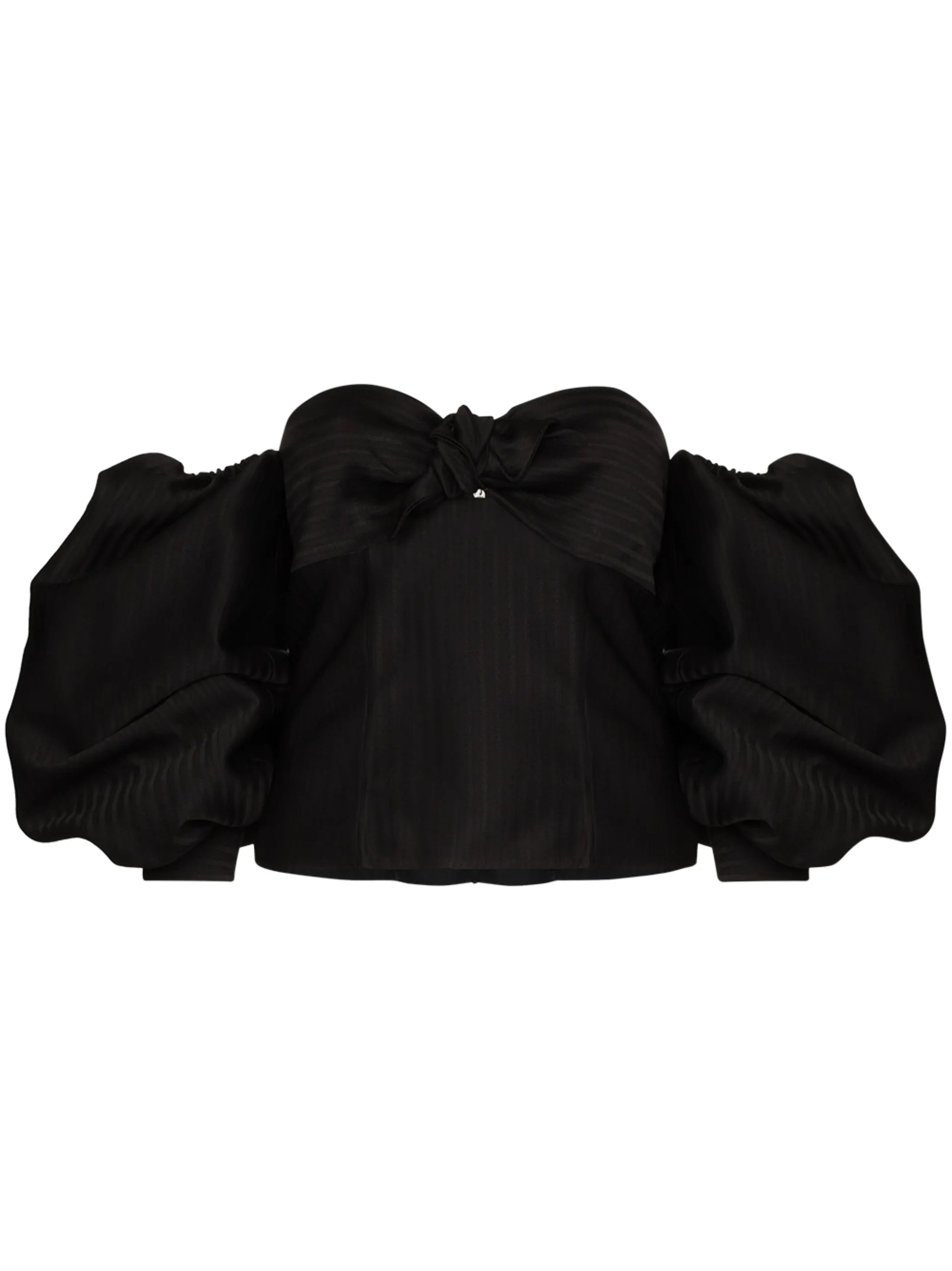 puff-sleeve bustier blouse