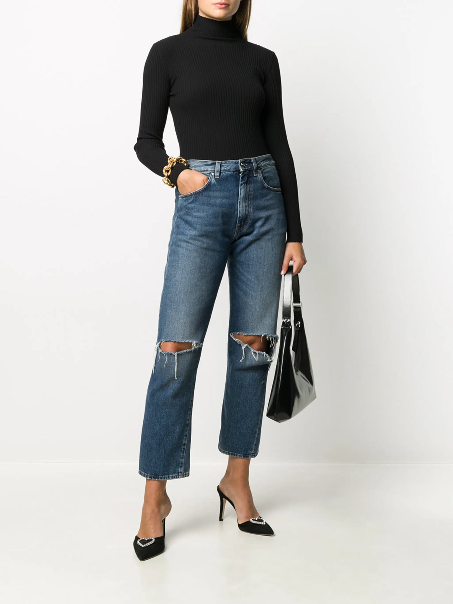 ribbed roll-neck jumper