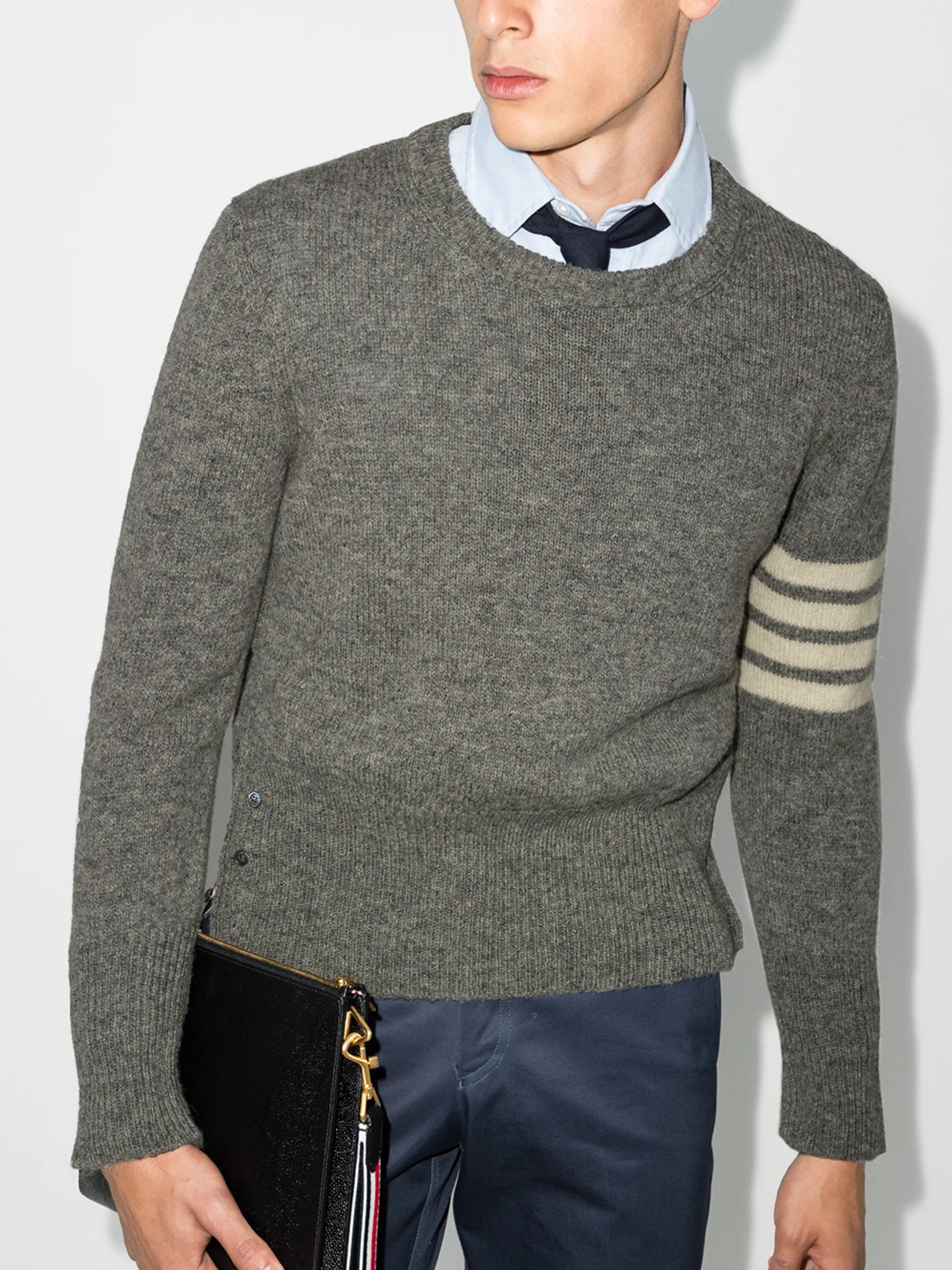 4-Bar crew-neck Shetland wool jumper