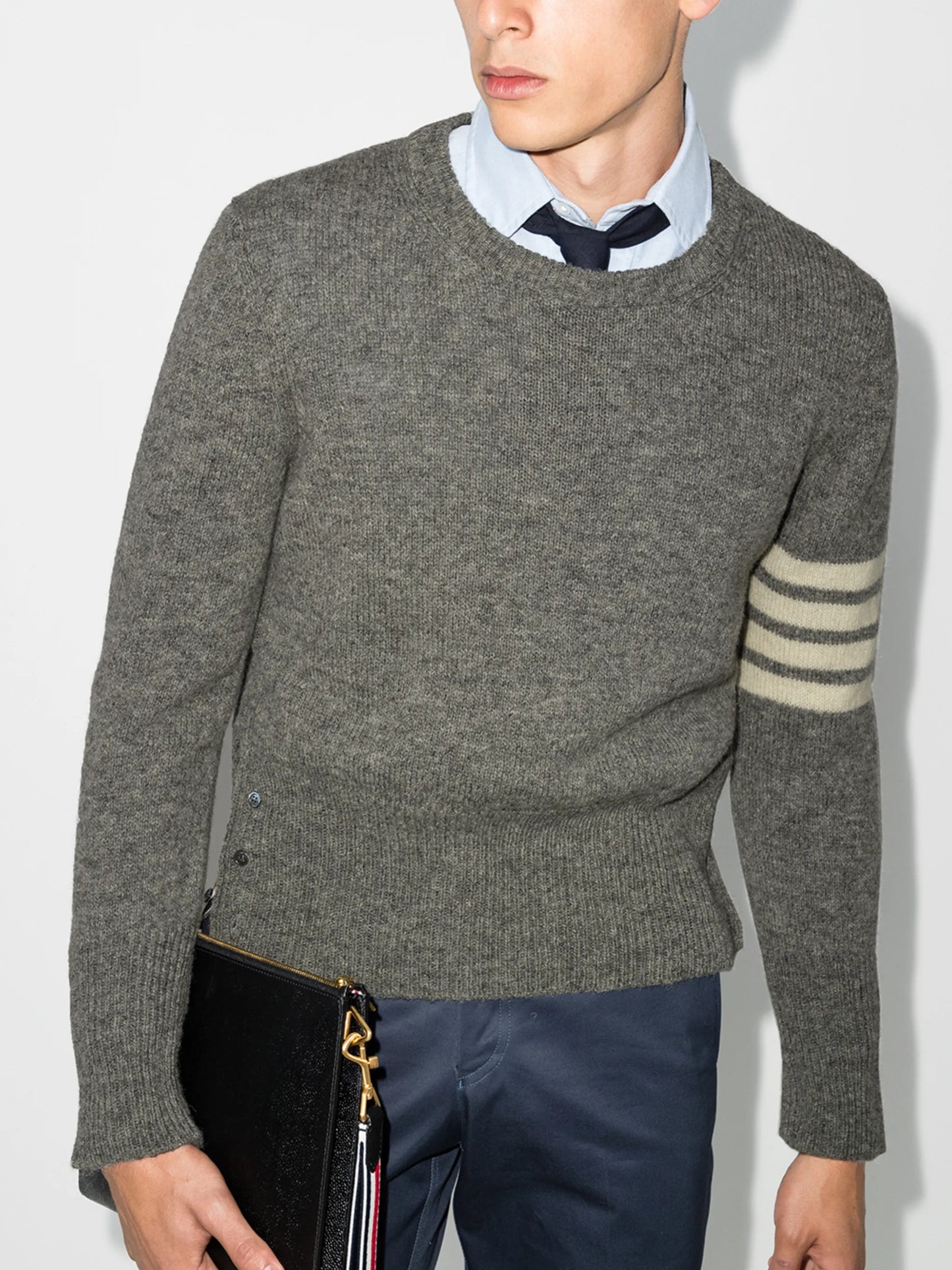 4-Bar crew-neck Shetland wool jumper