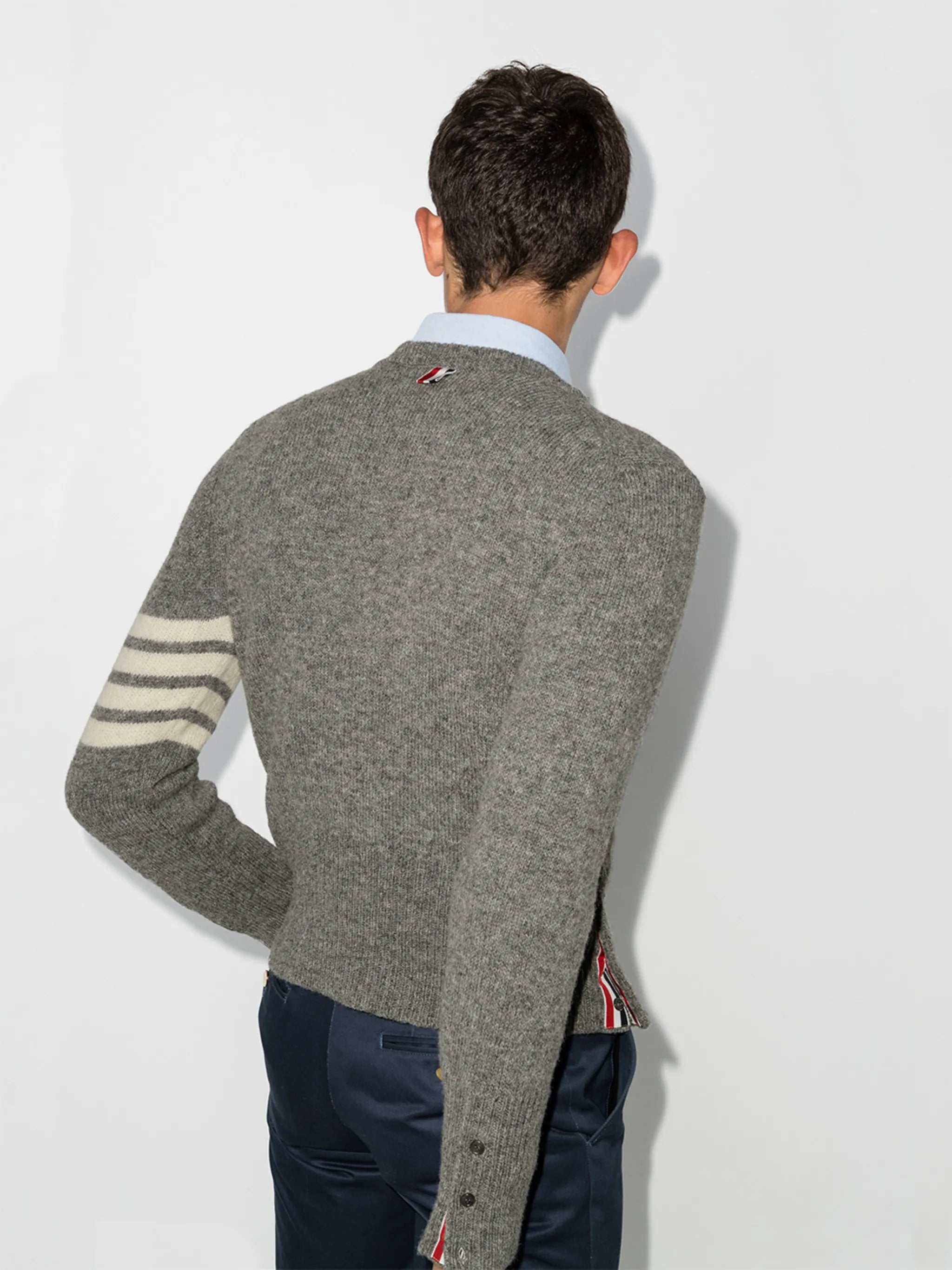4-Bar crew-neck Shetland wool jumper