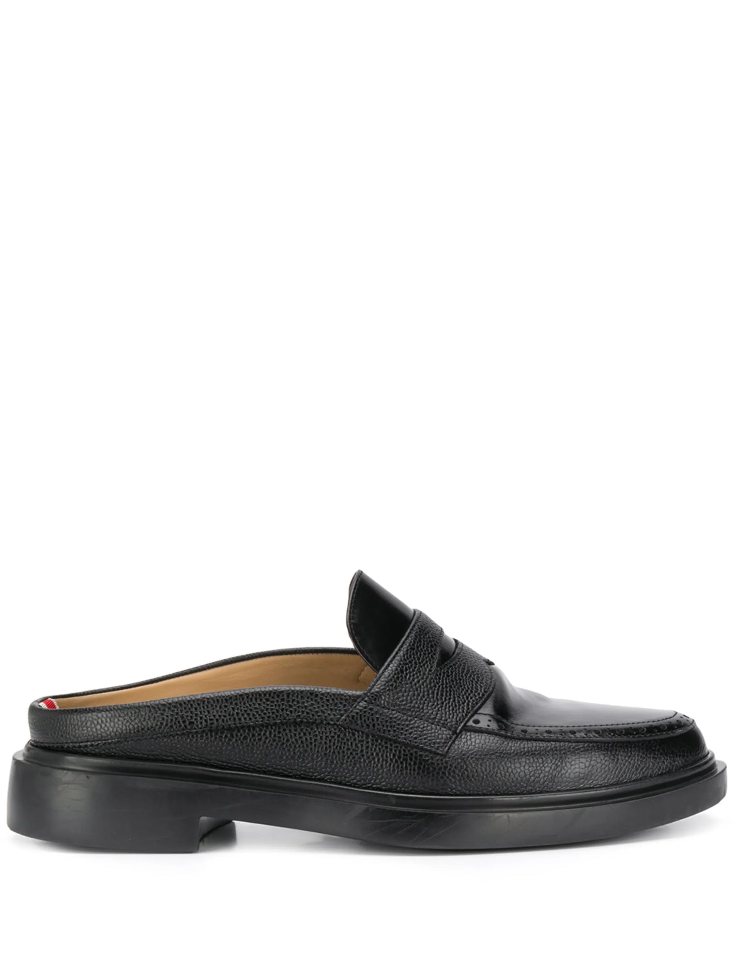pebbled leather penny loafer mules