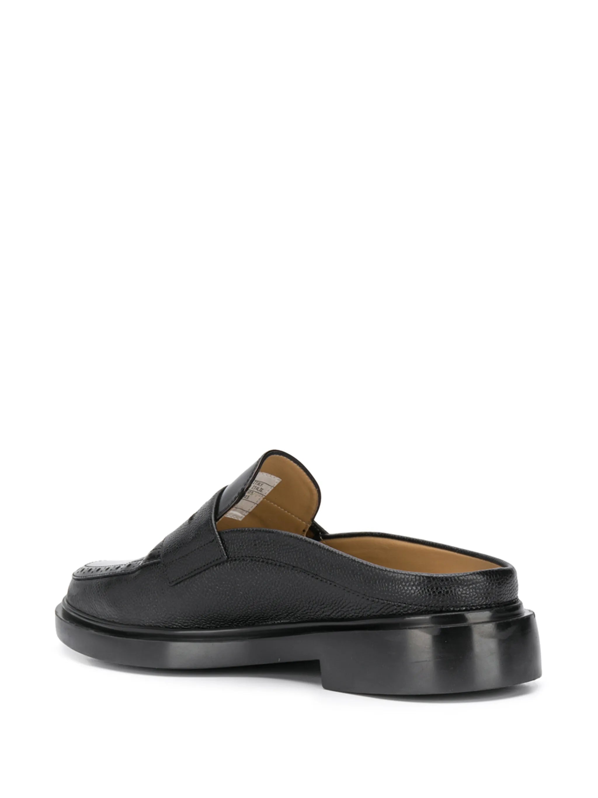 pebbled leather penny loafer mules