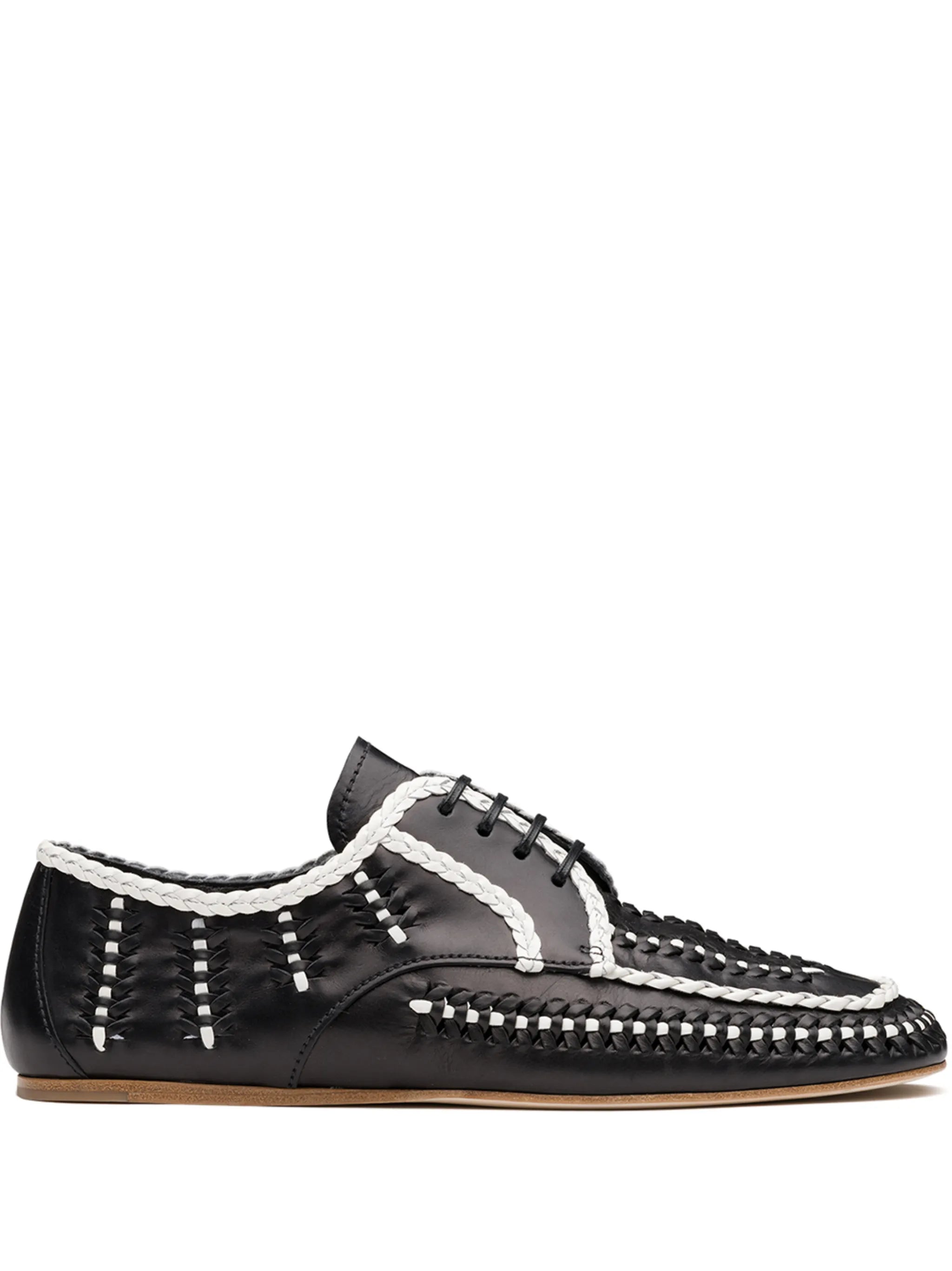 two-tone woven lace-up shoes