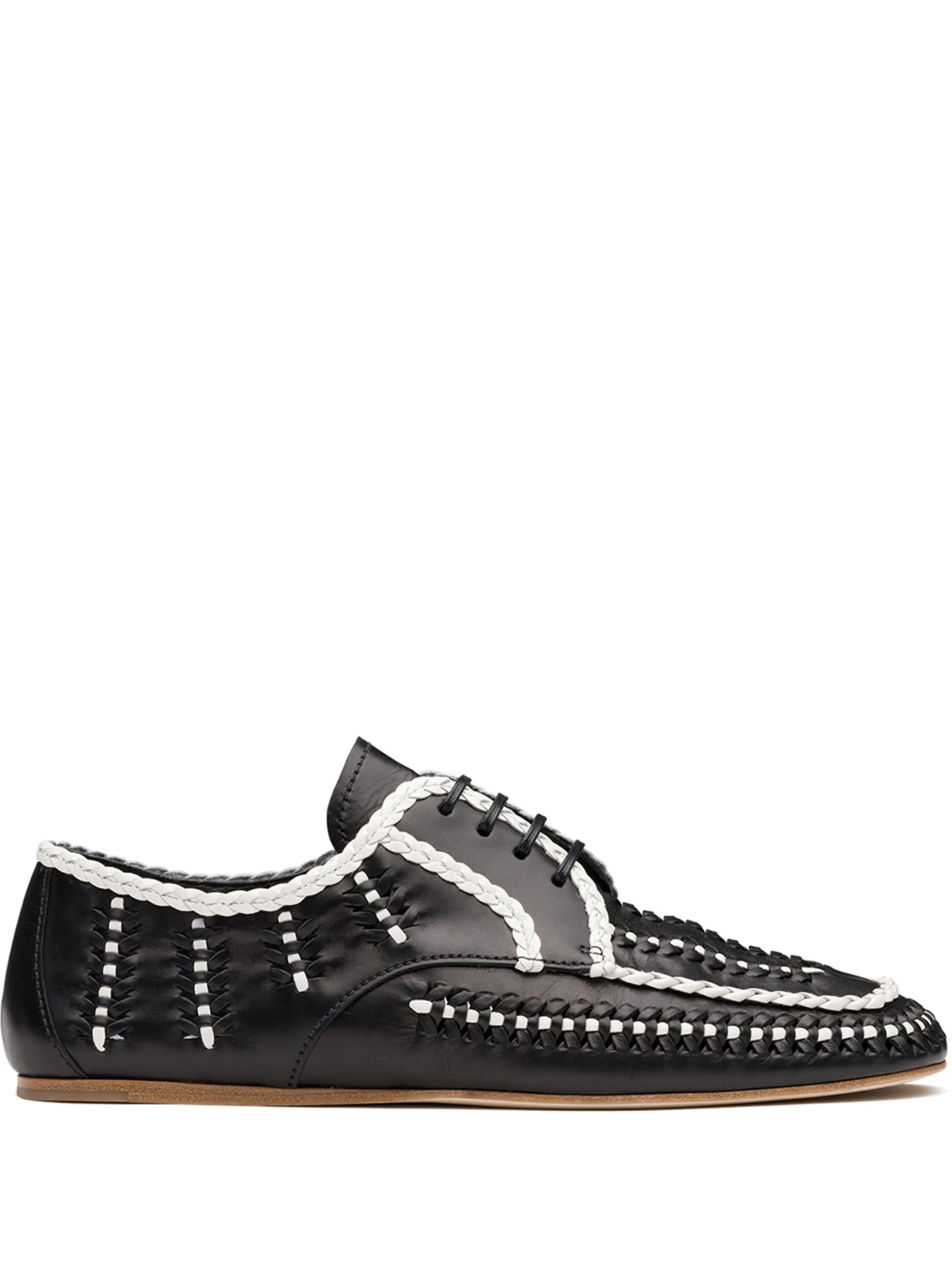 two-tone woven lace-up shoes