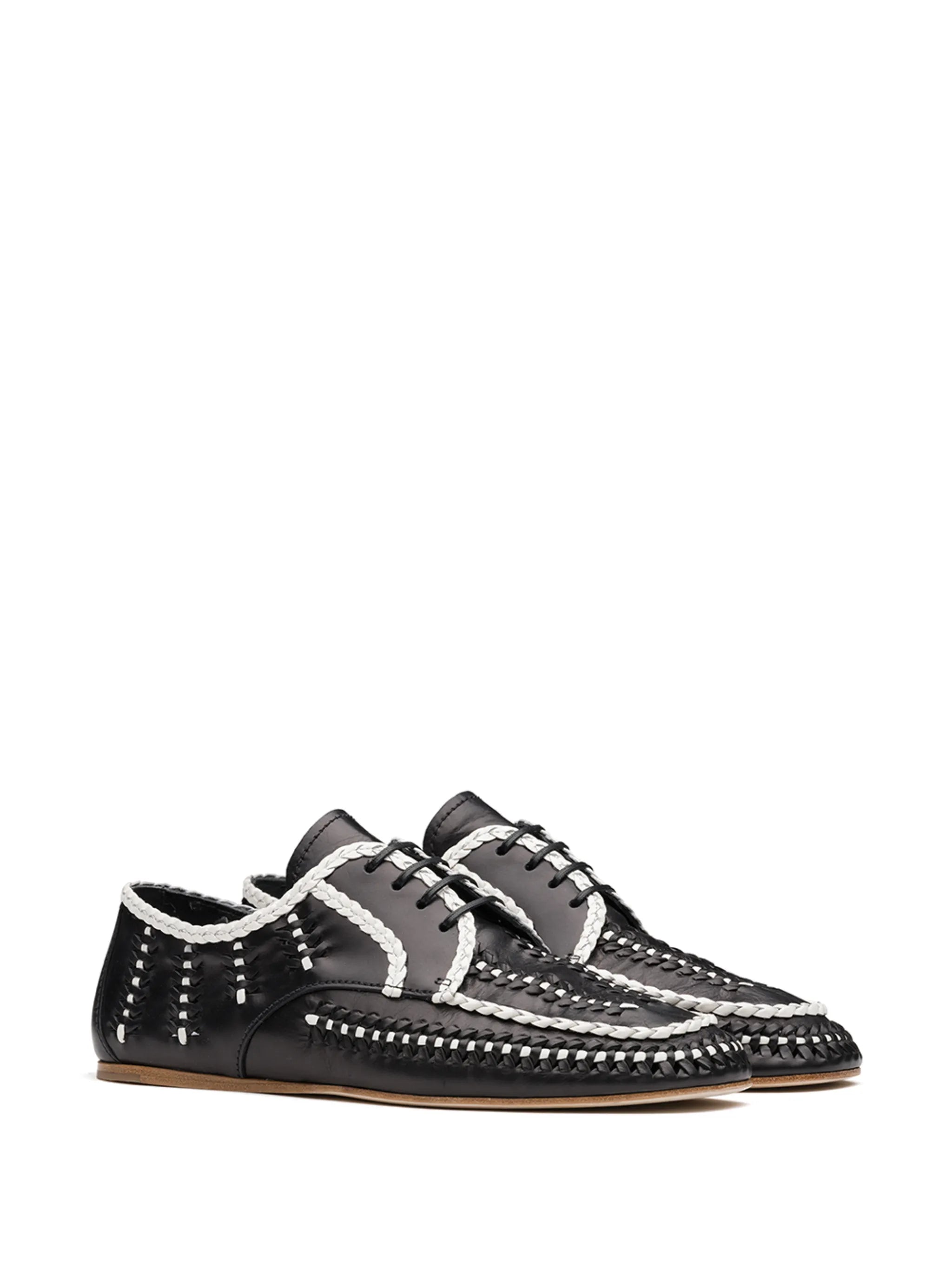 two-tone woven lace-up shoes