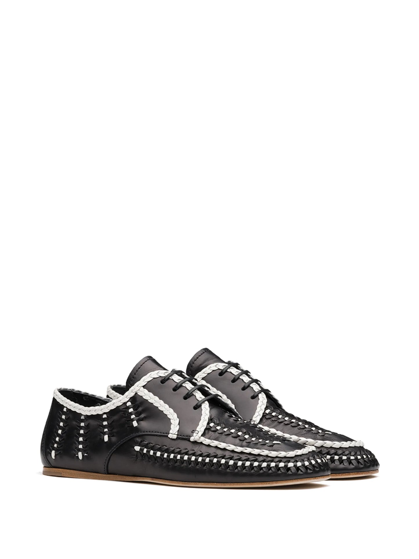 two-tone woven lace-up shoes