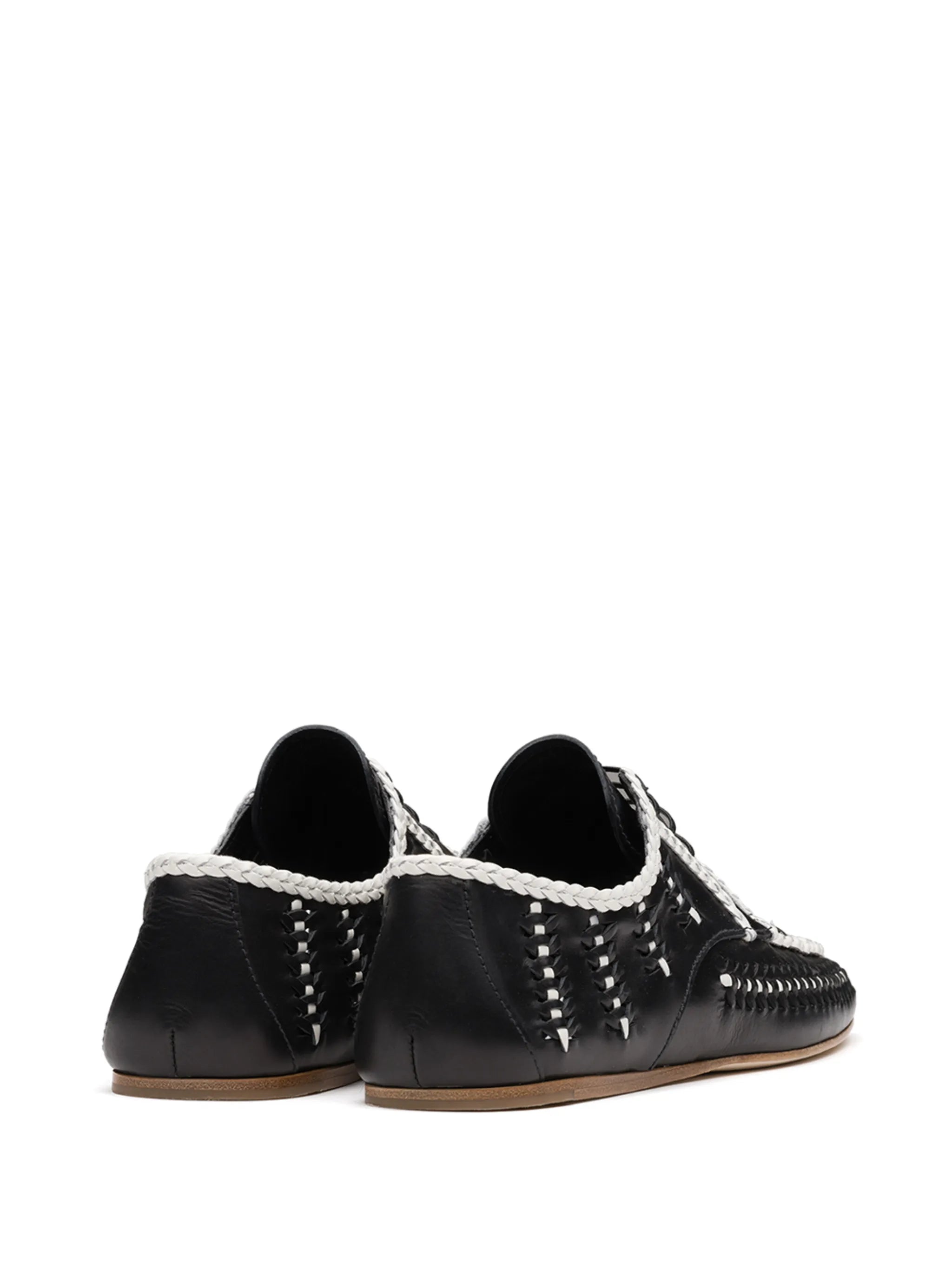 two-tone woven lace-up shoes