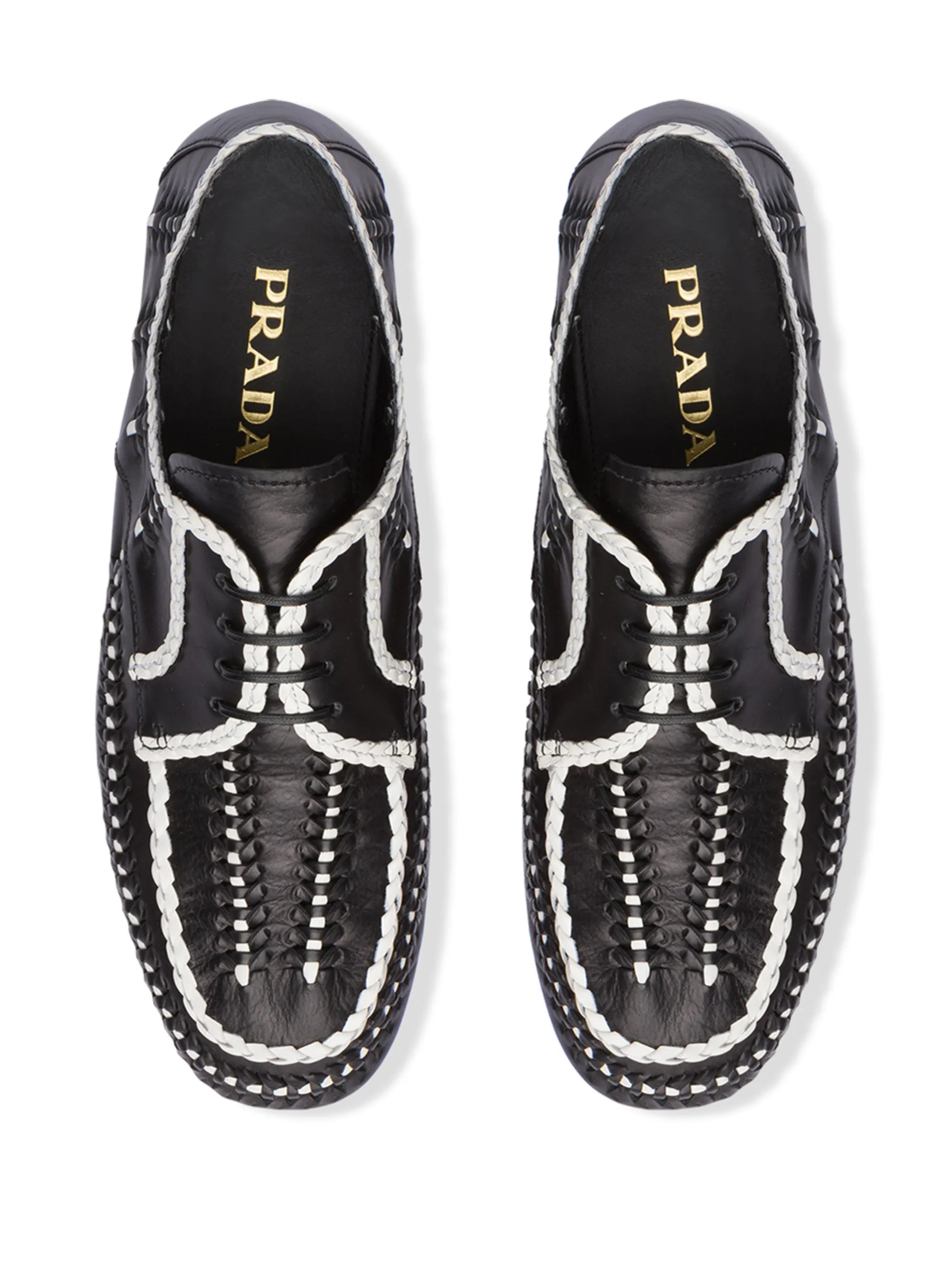two-tone woven lace-up shoes