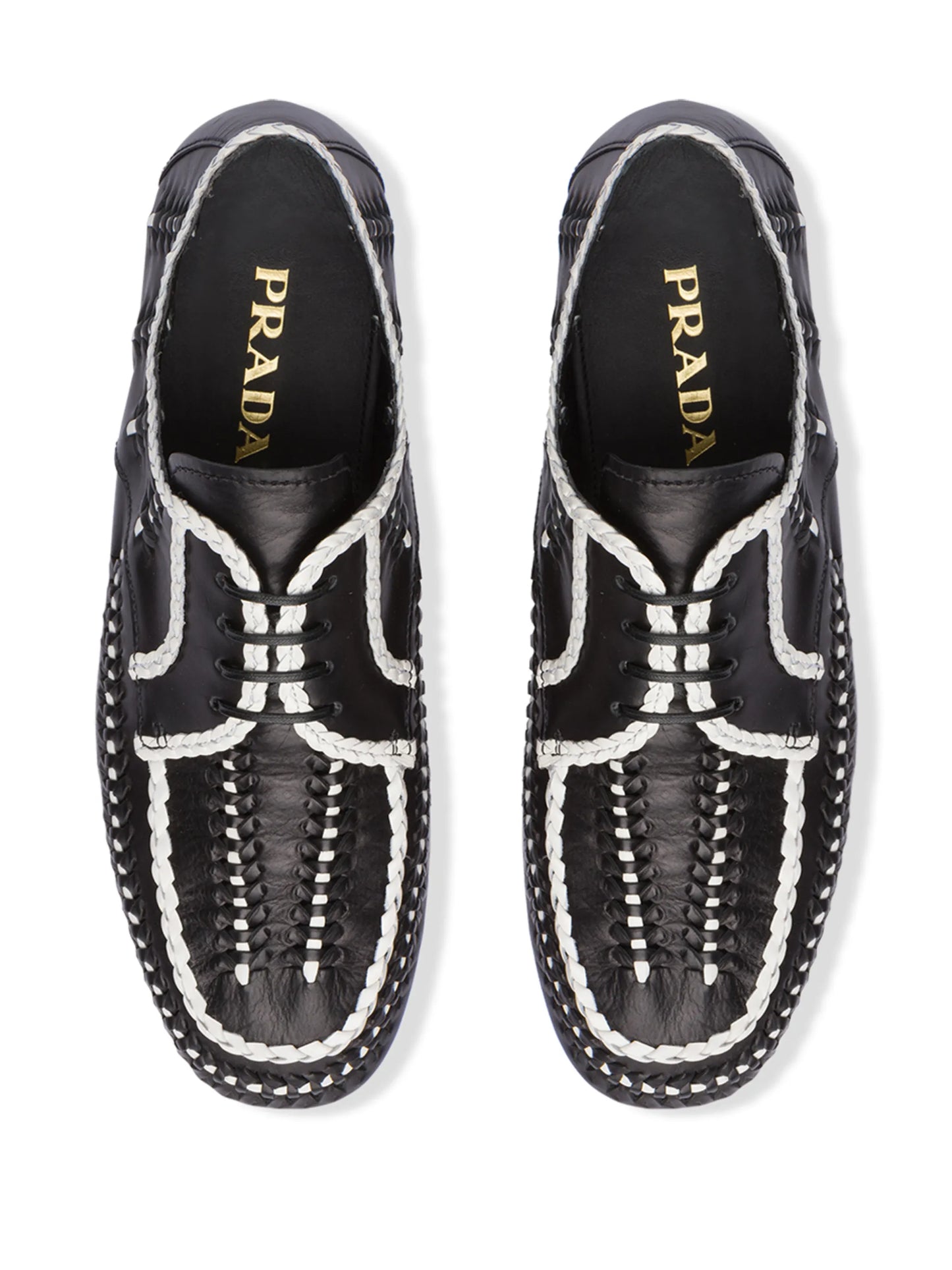two-tone woven lace-up shoes