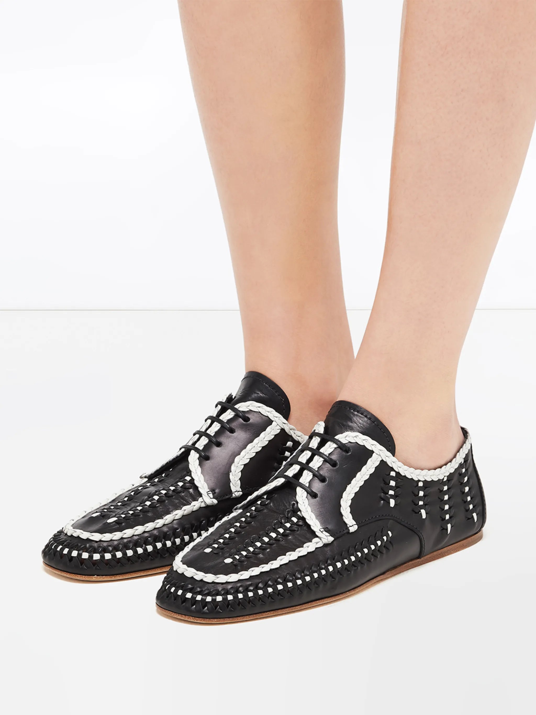 two-tone woven lace-up shoes