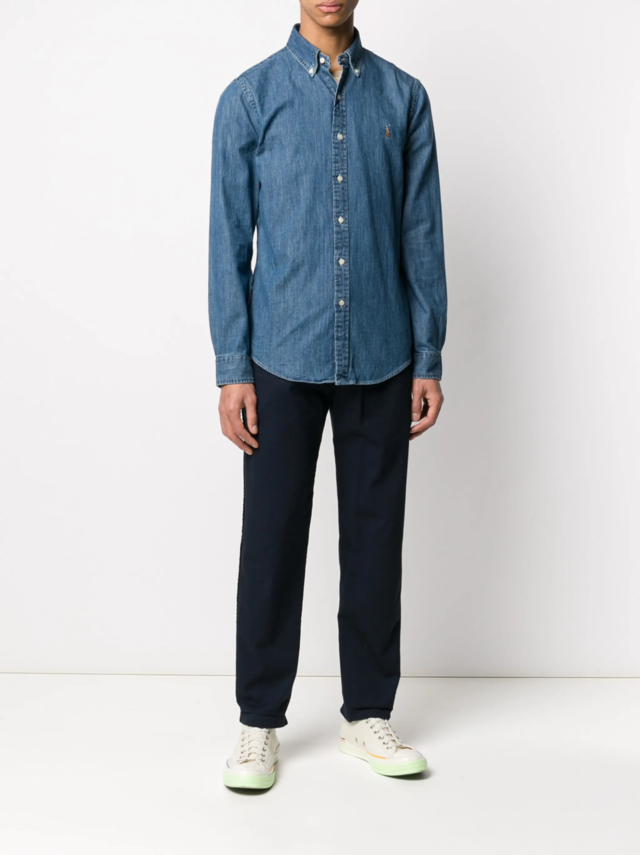 logo-embroidered button-down shirt