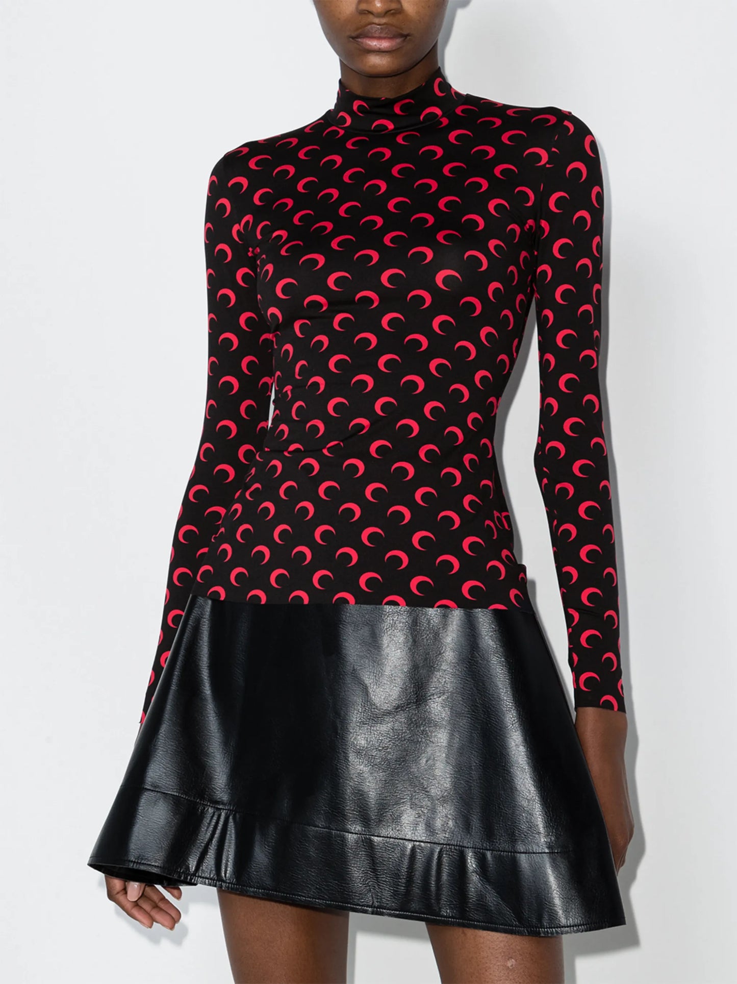 crescent moon-print turtleneck top
