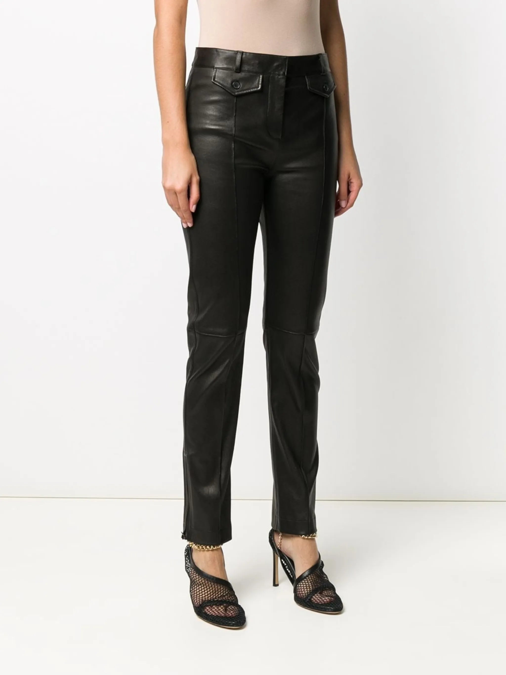 leather skinny-leg jeans