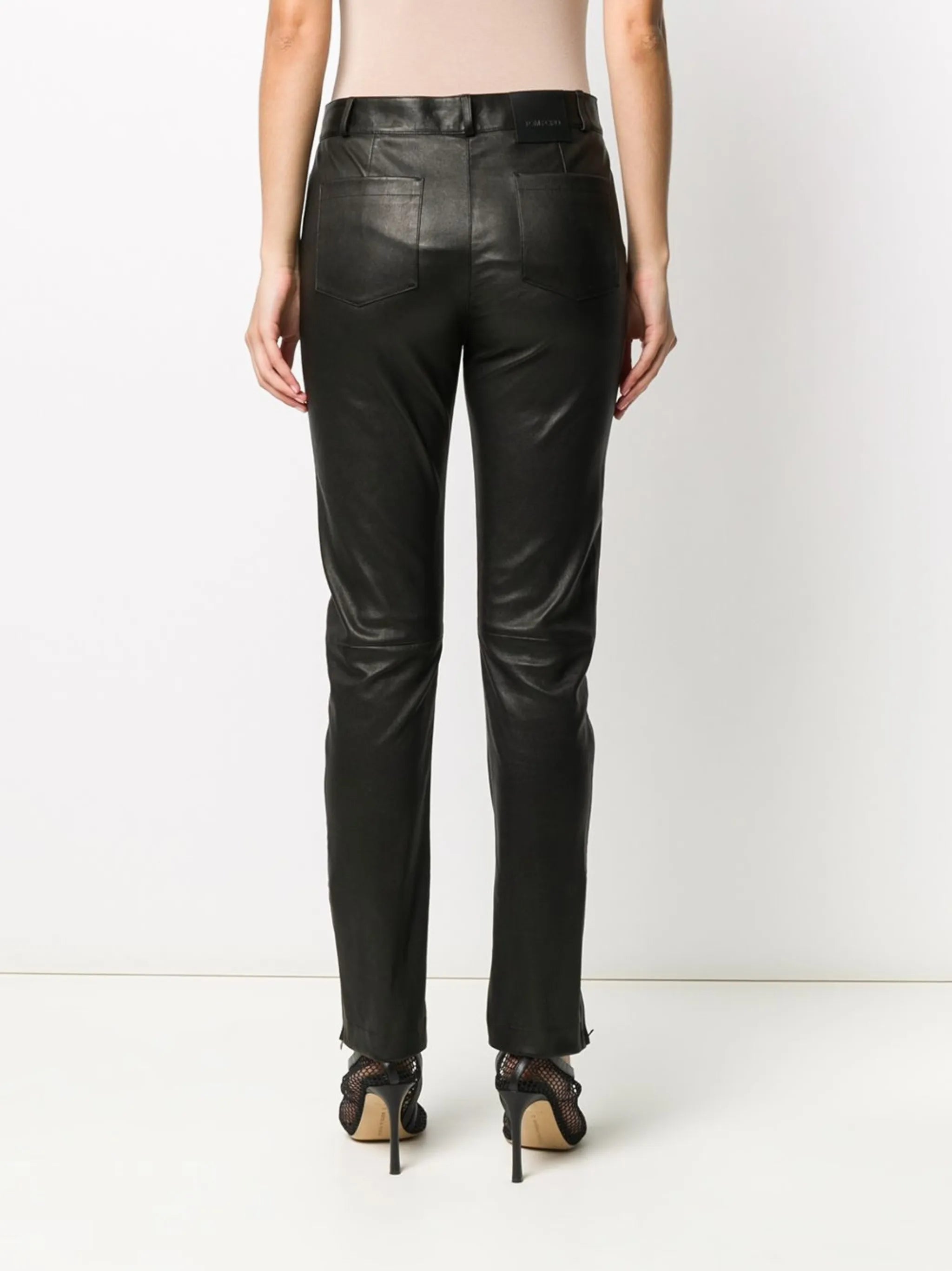 leather skinny-leg jeans