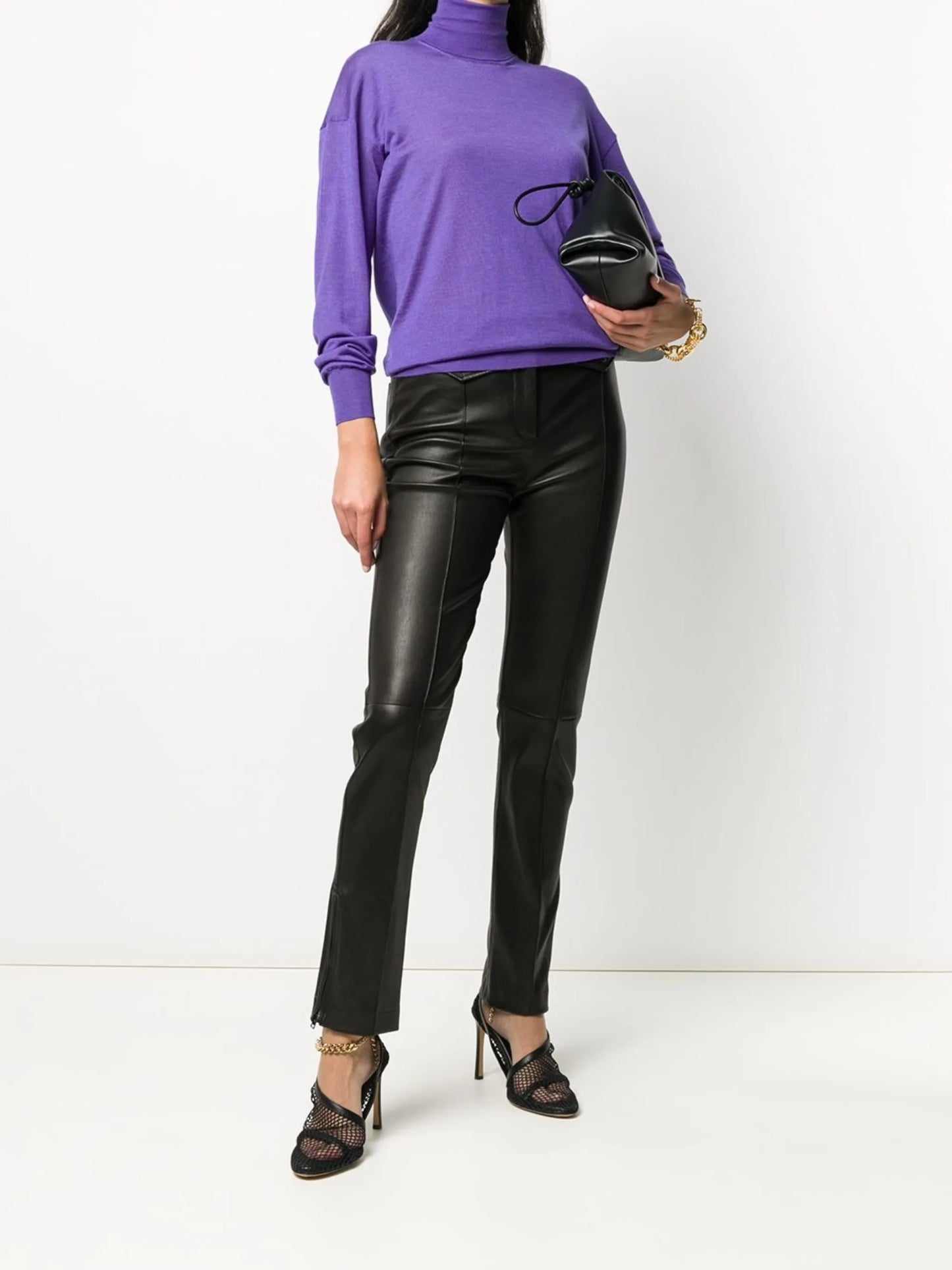 leather skinny-leg jeans