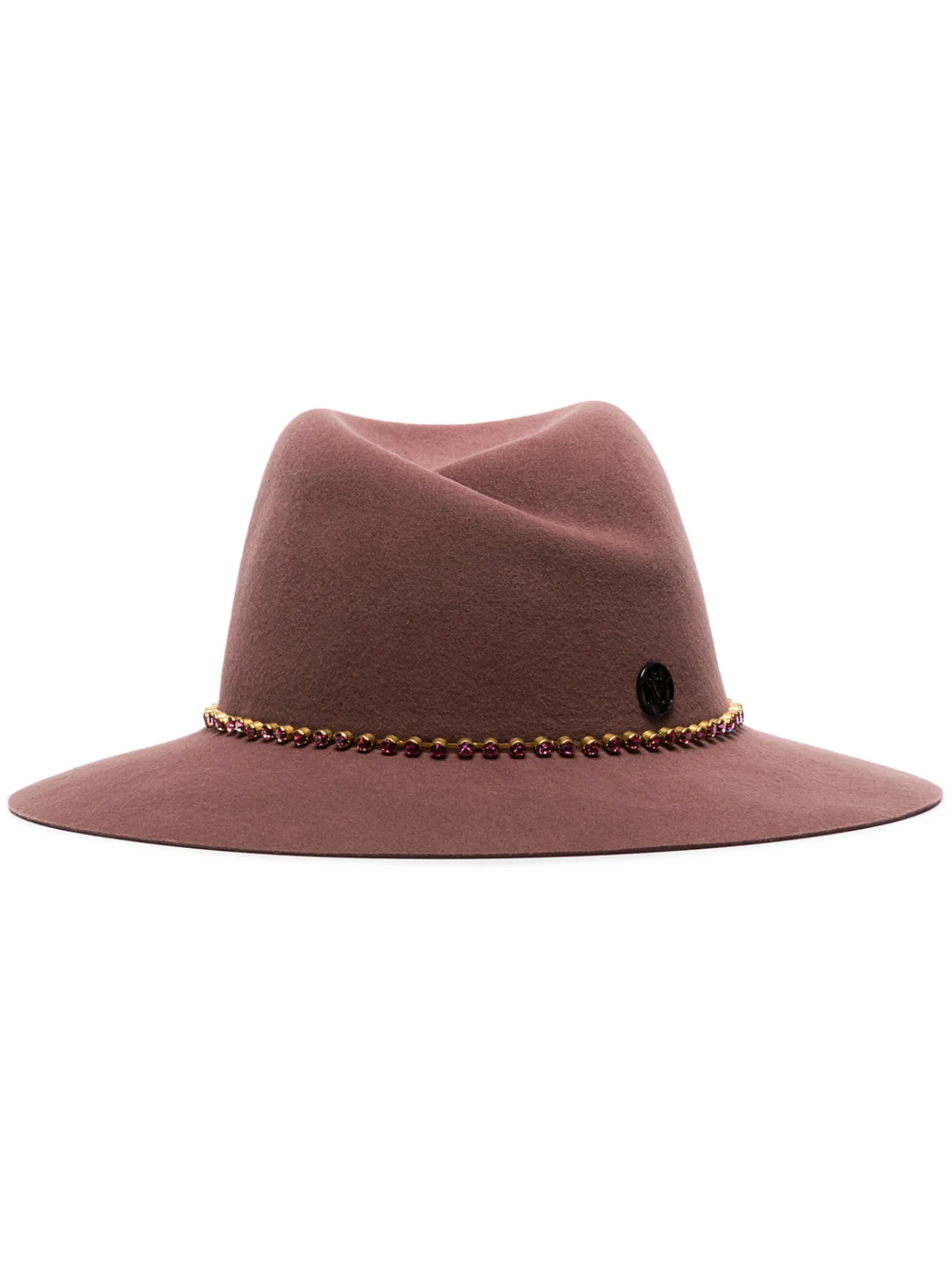 logo-plaque embellished fedora hat