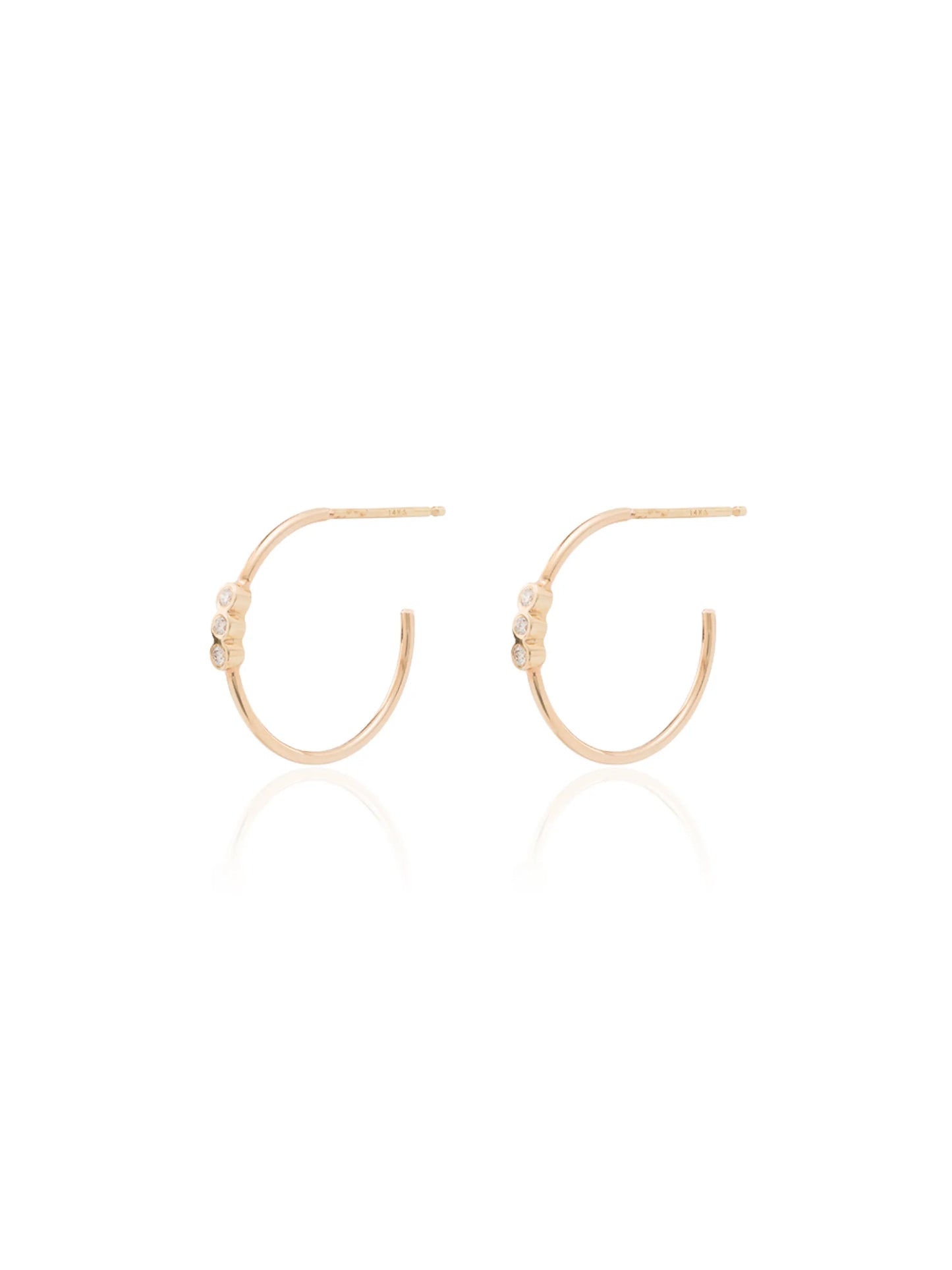 14kt yellow gold diamond hoop earrings