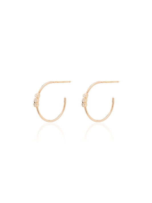 14kt yellow gold diamond hoop earrings