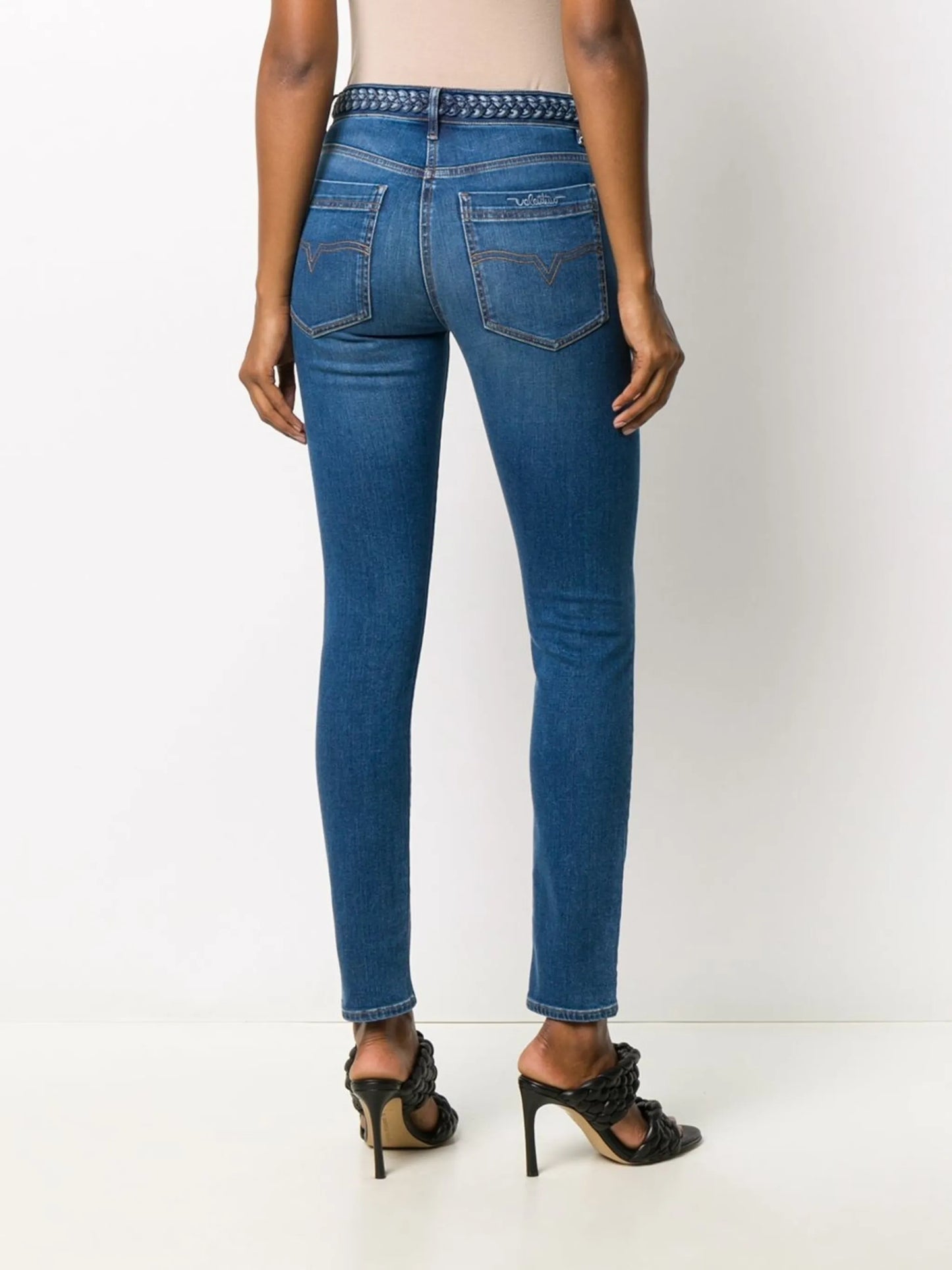 braided-waistband skinny jeans