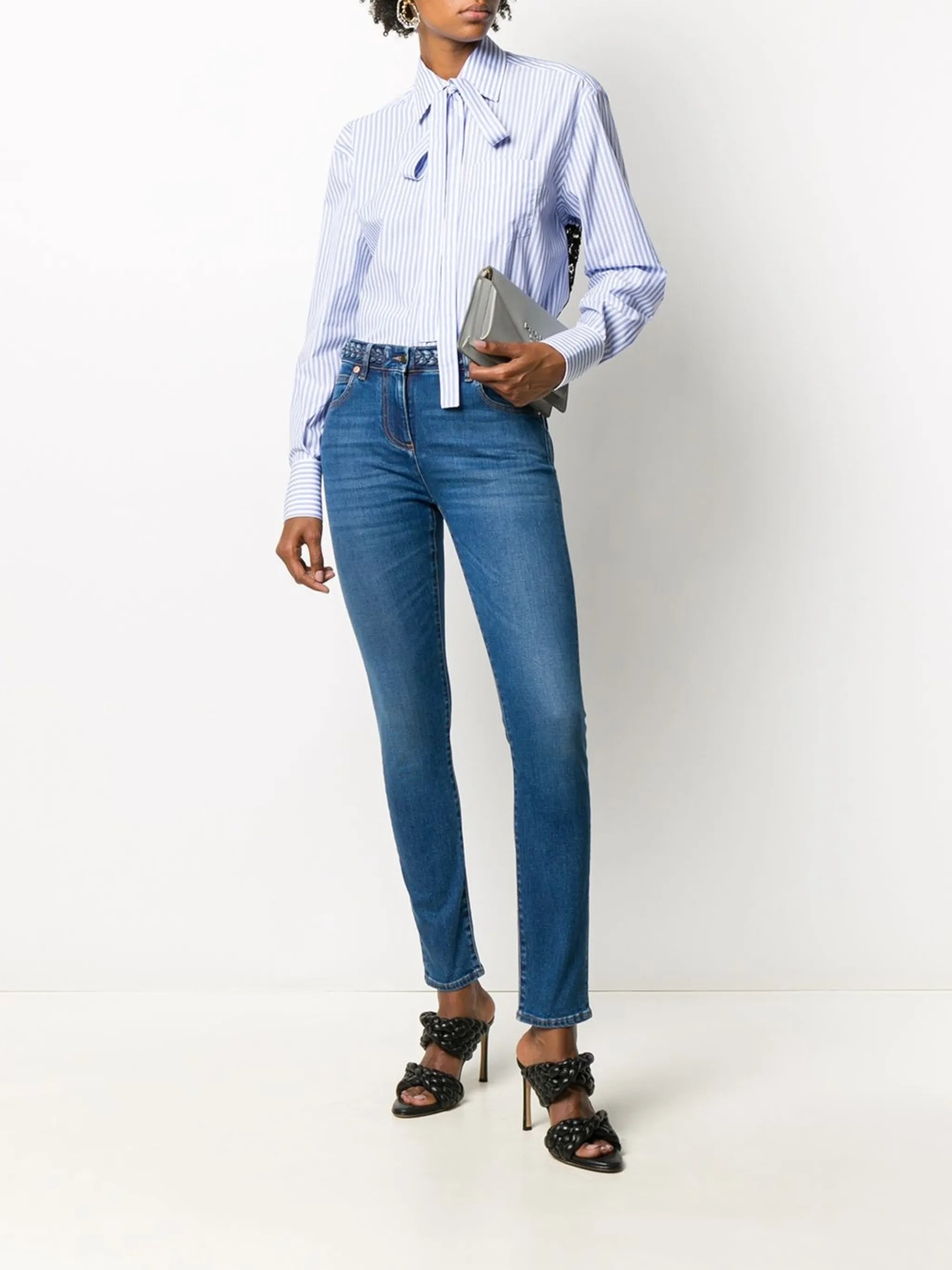 braided-waistband skinny jeans