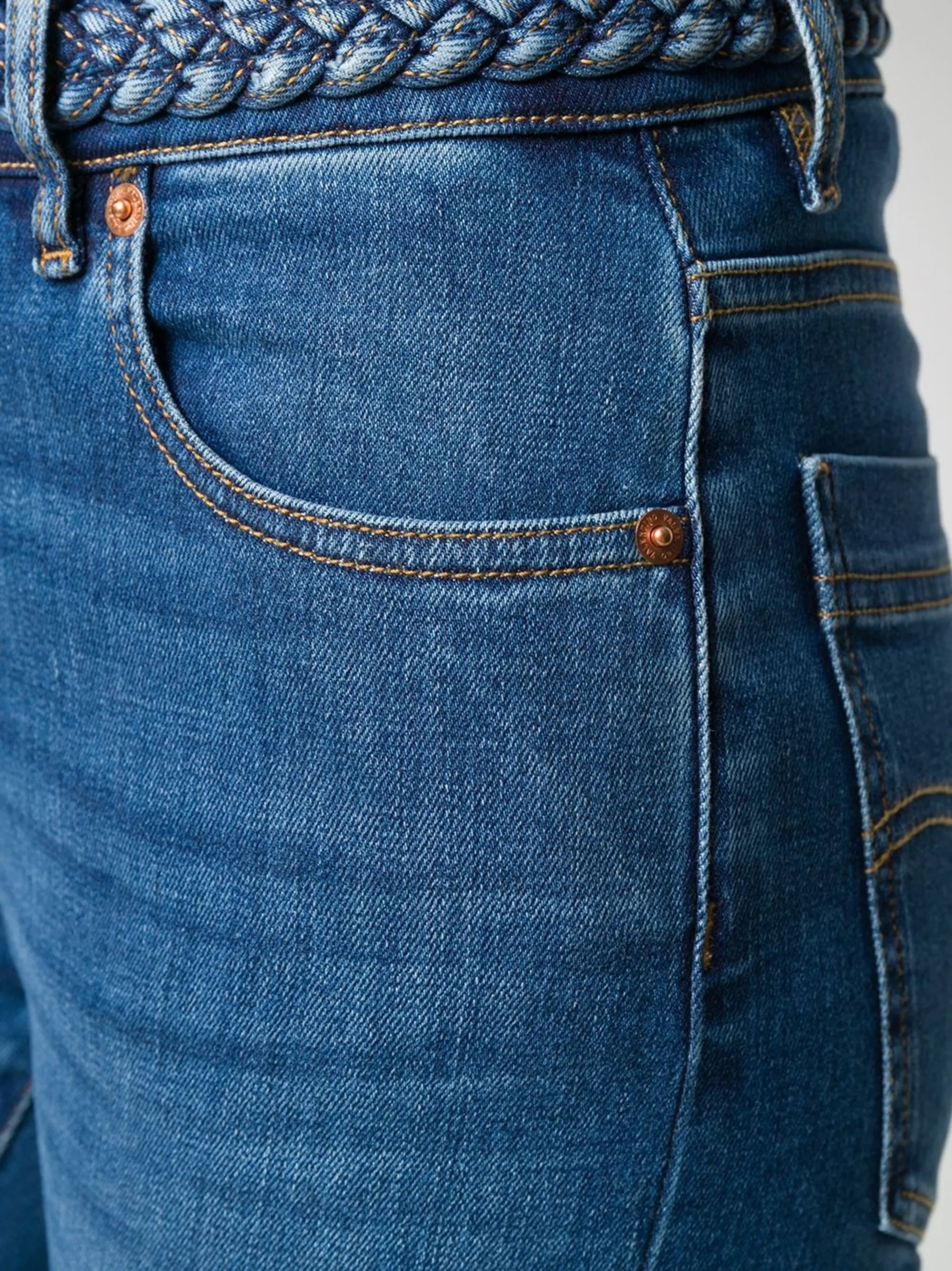 braided-waistband skinny jeans