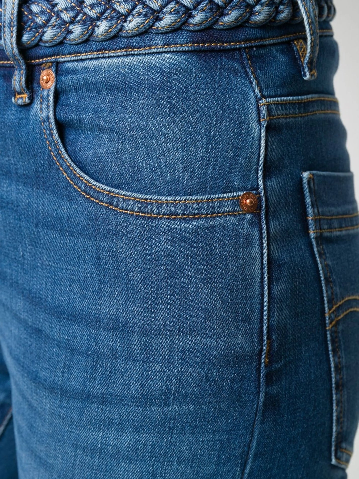 braided-waistband skinny jeans