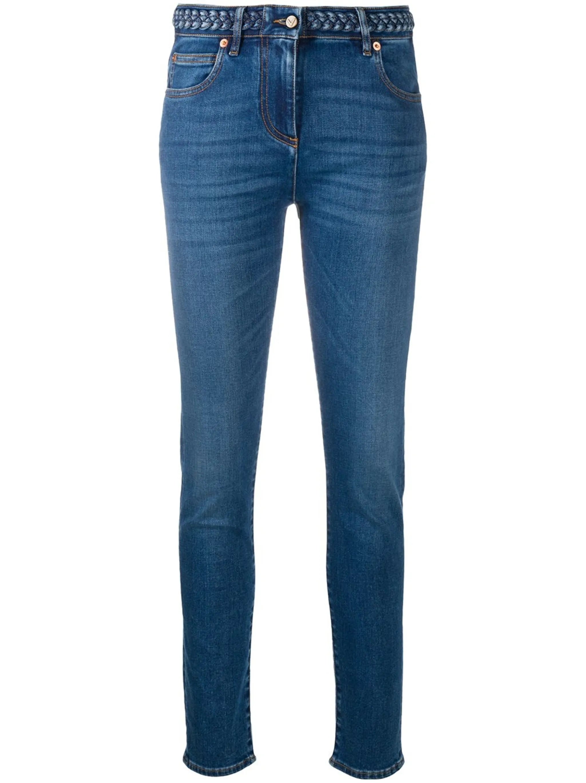 braided-waistband skinny jeans