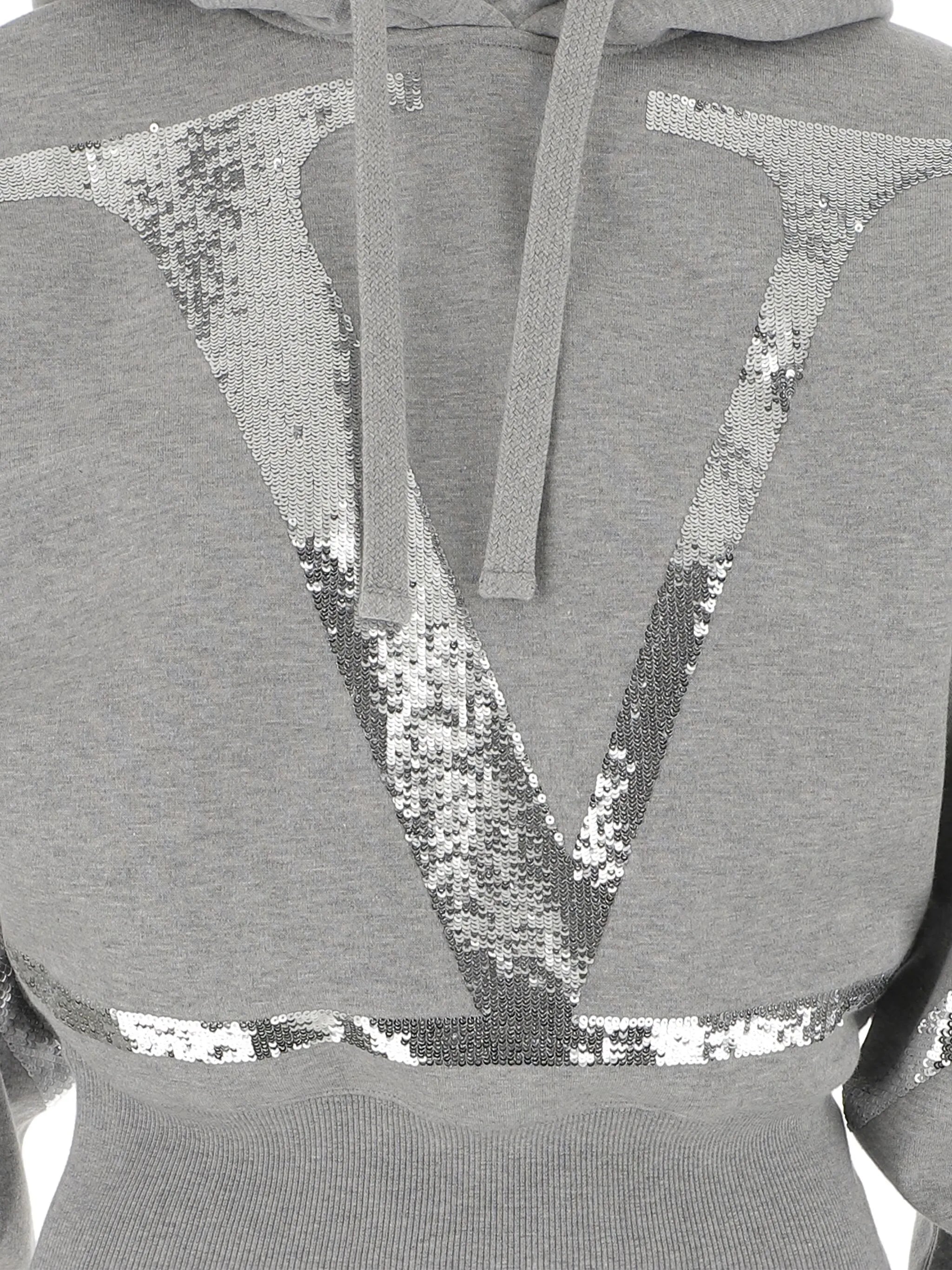 VLOGO cropped sequinned hoodie