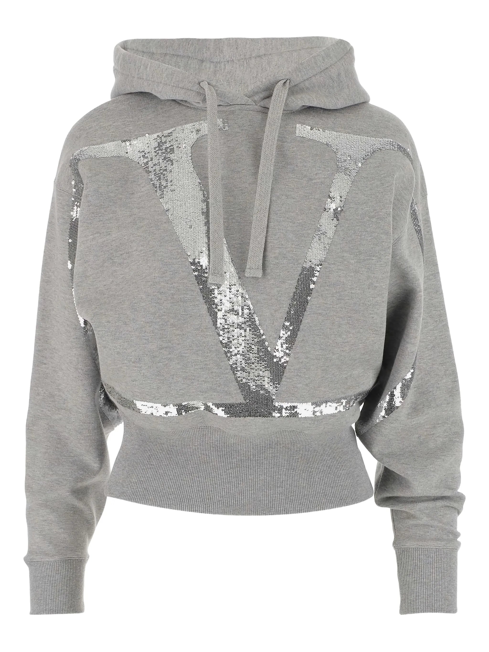 VLOGO cropped sequinned hoodie