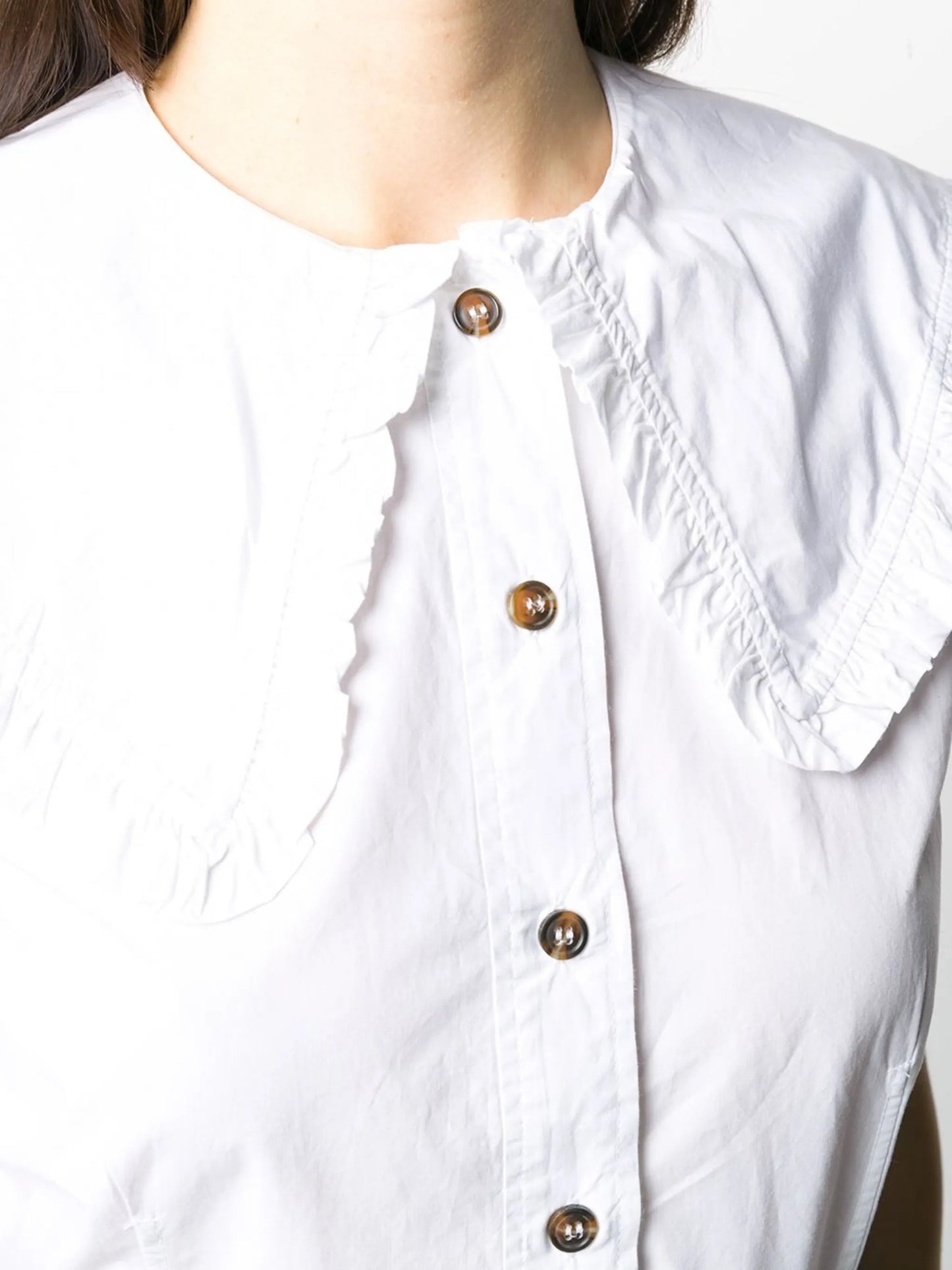 ruffled buttoned top