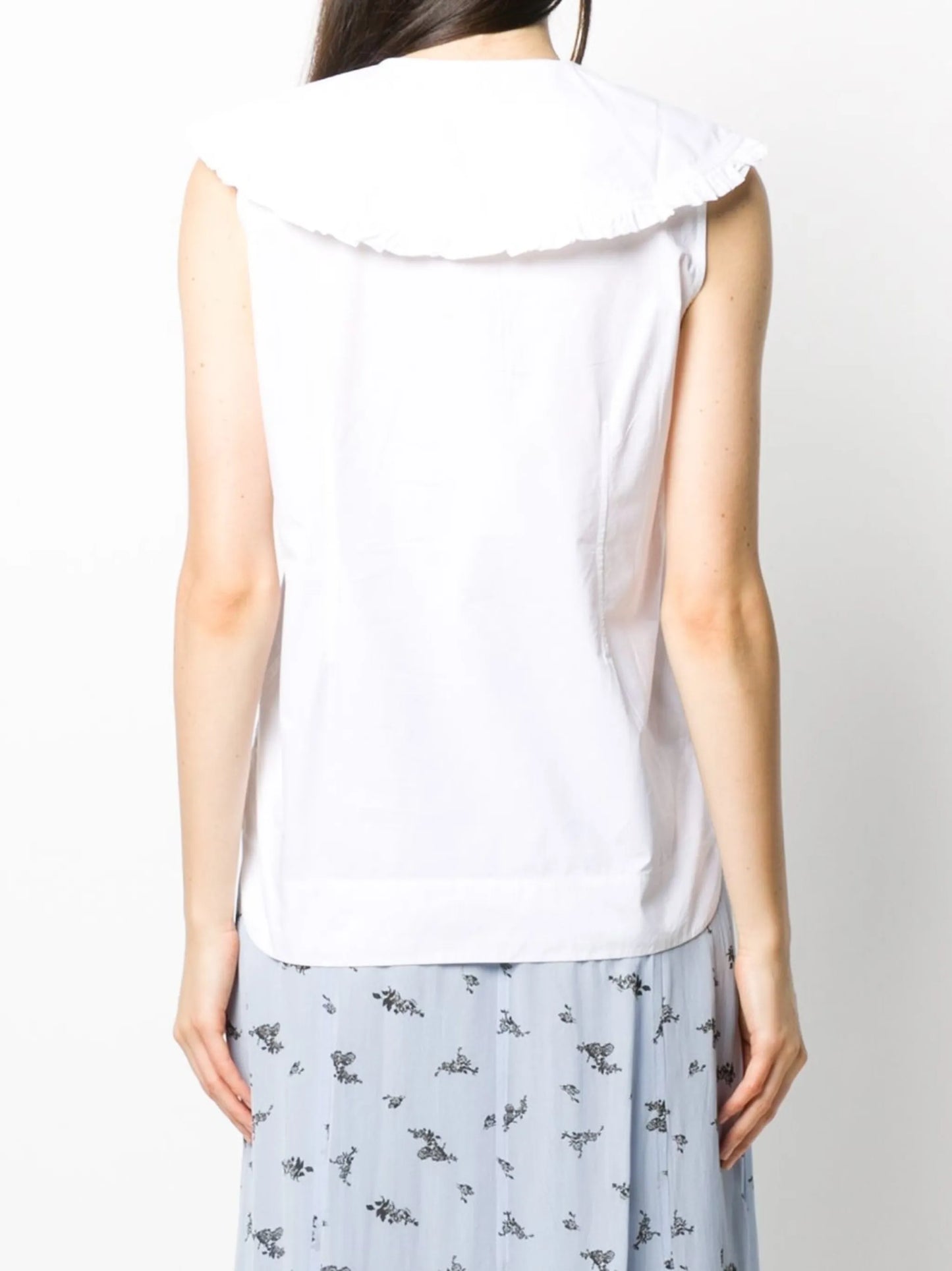 ruffled buttoned top