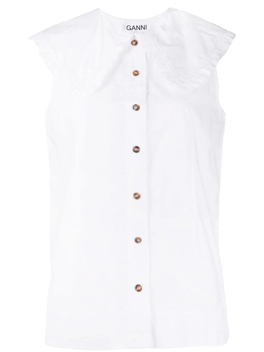 ruffled buttoned top